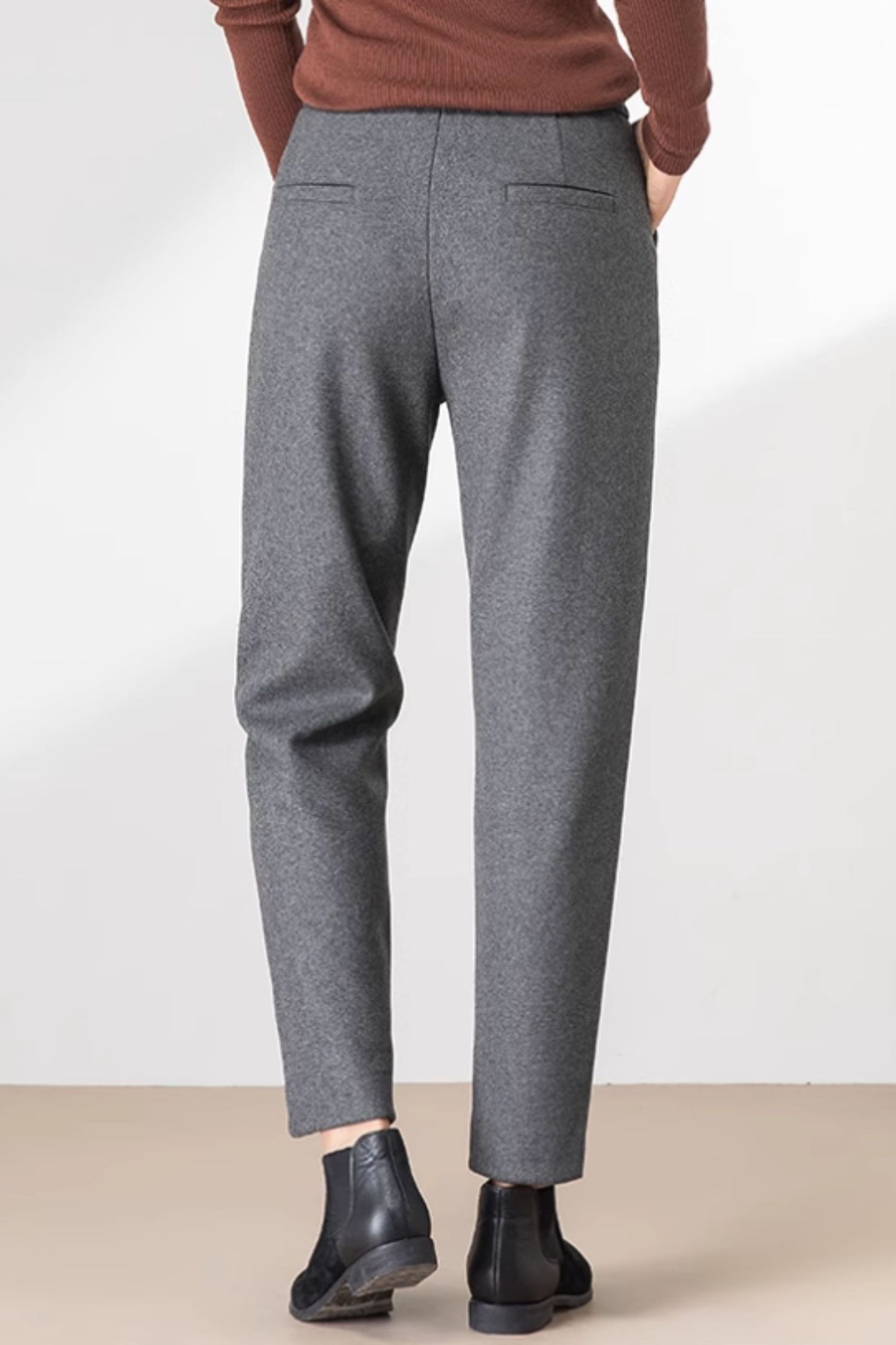 Winter tapered womens wool pants C4652
