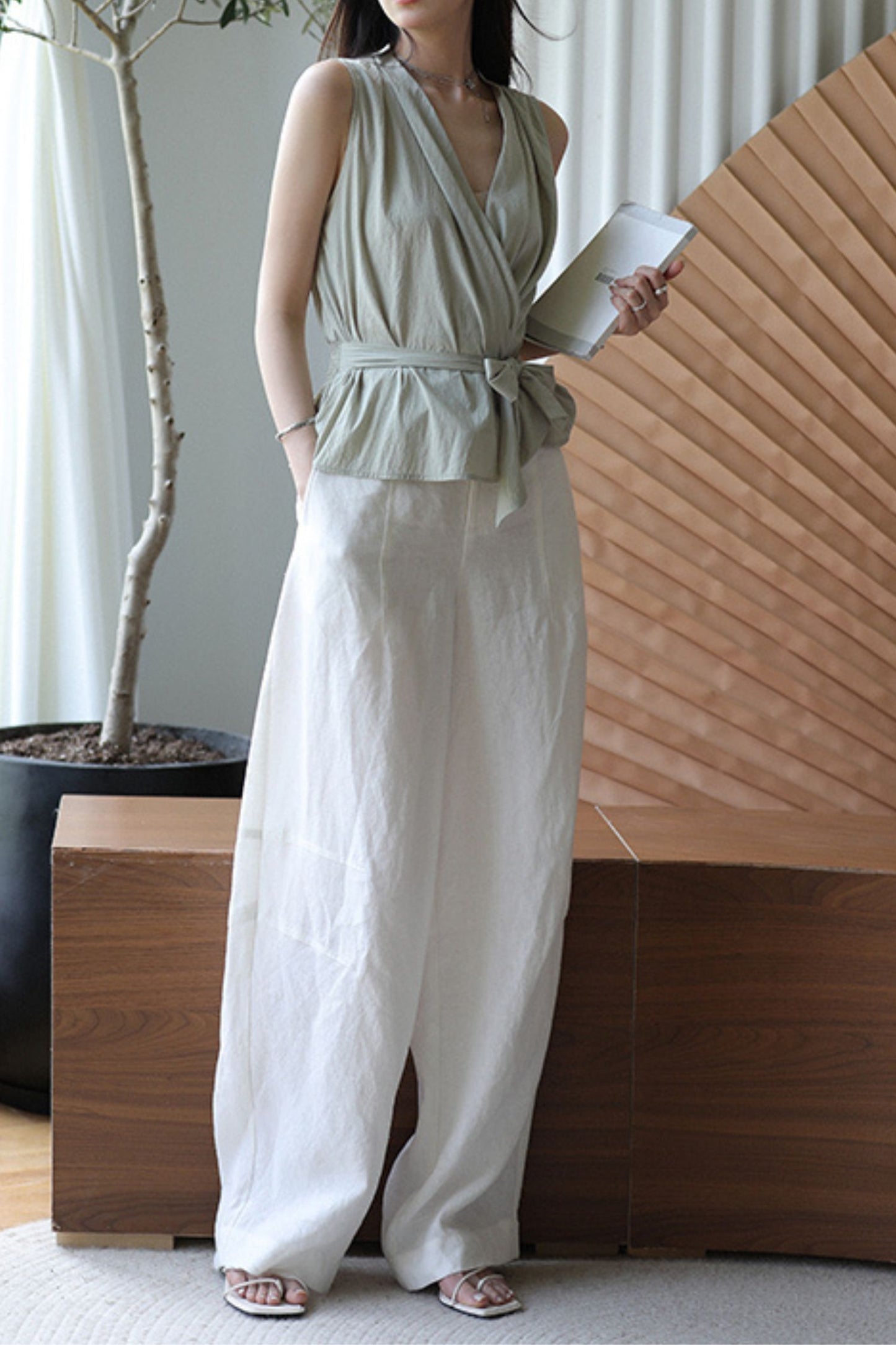 Womens linen lantern pants L0612