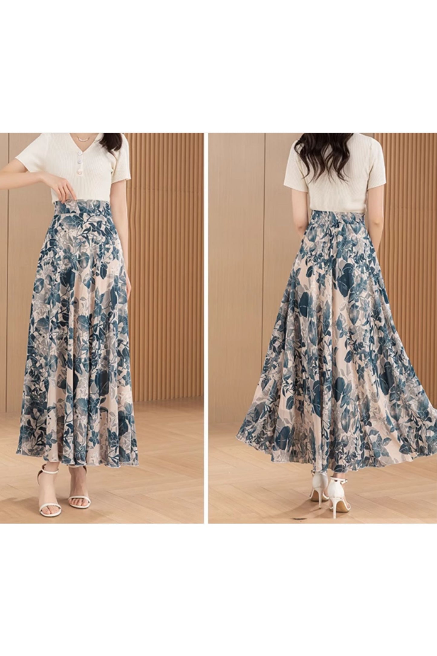 Maxi summer prom chiffon skirt women C4915