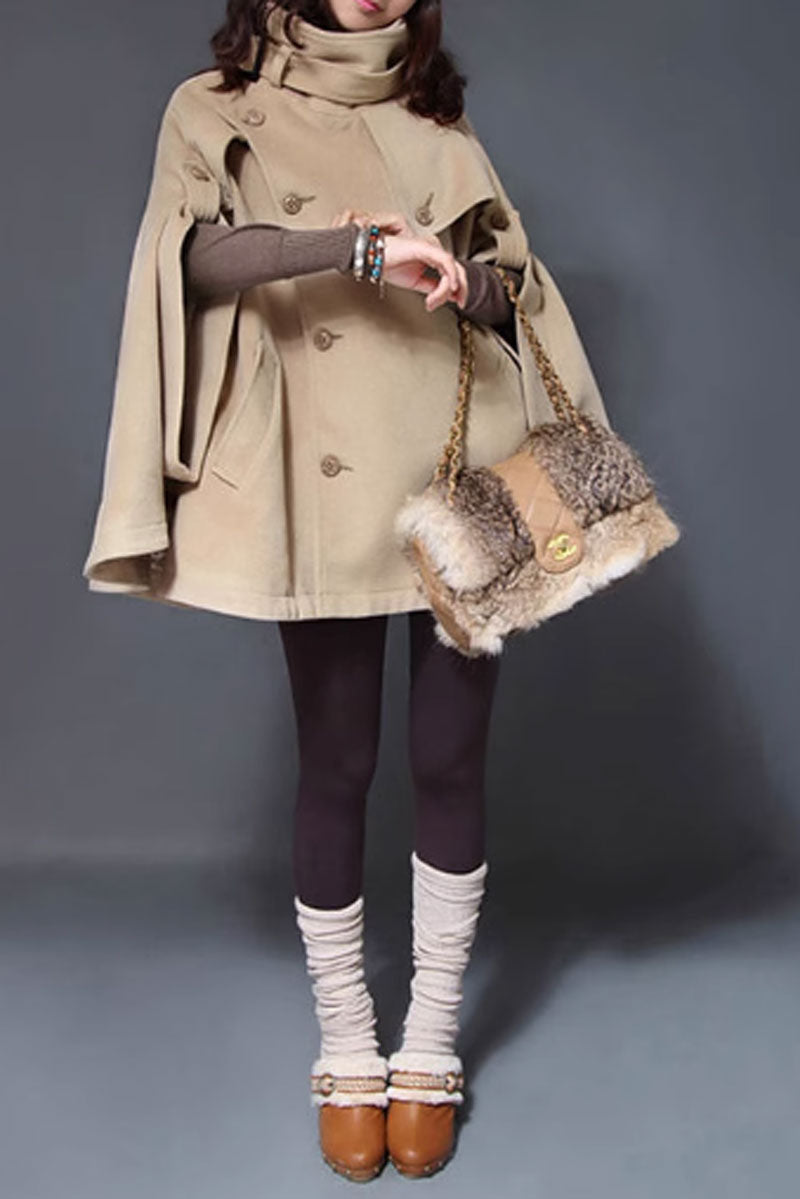 Plus size winter wool cape women C3673