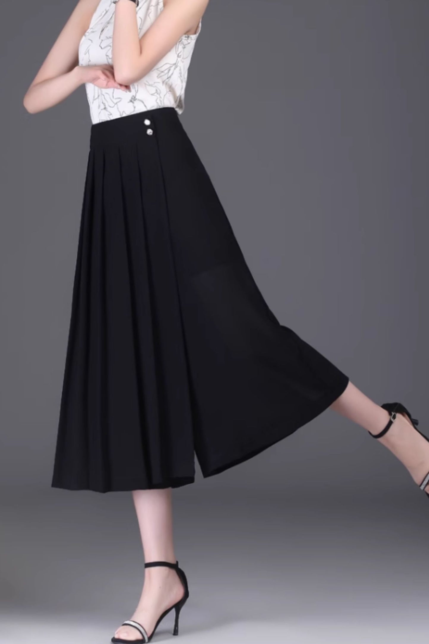 Summer irregular wide leg midi pants women C5020