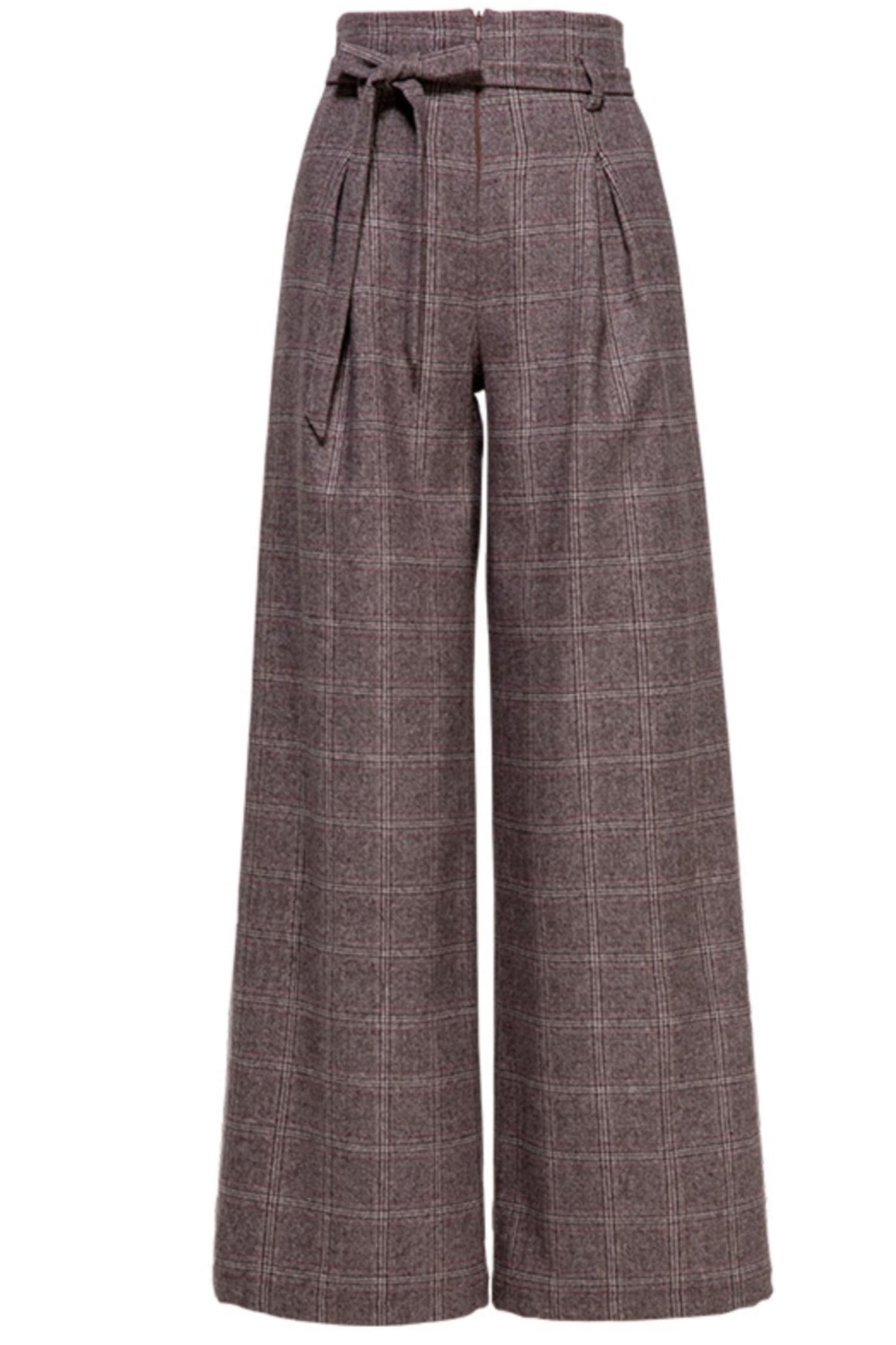 Plaid winter wide leg wool pants c5075