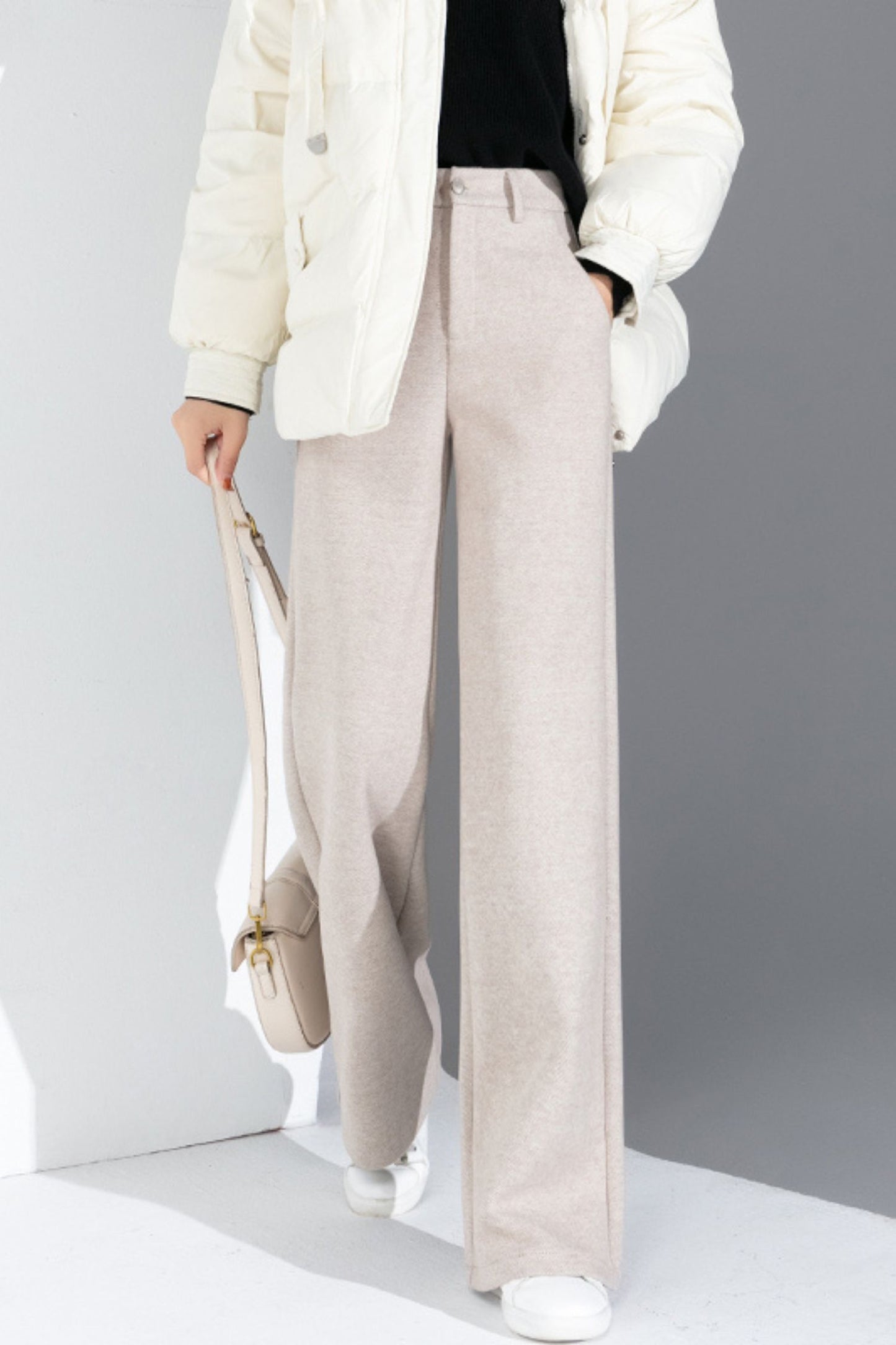 Wide leg winter long wool pants c5074