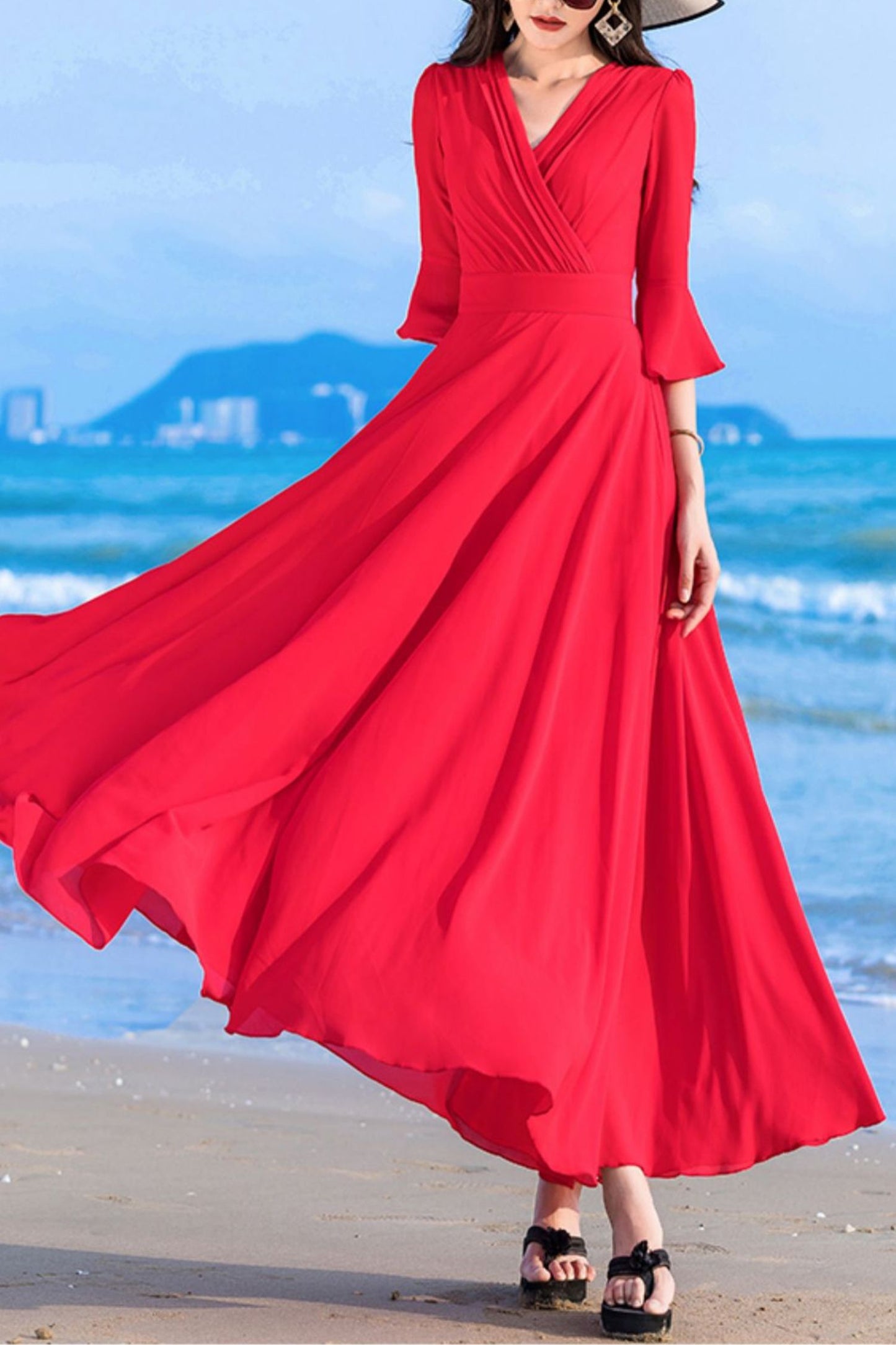 summer new long chiffon dress C4034