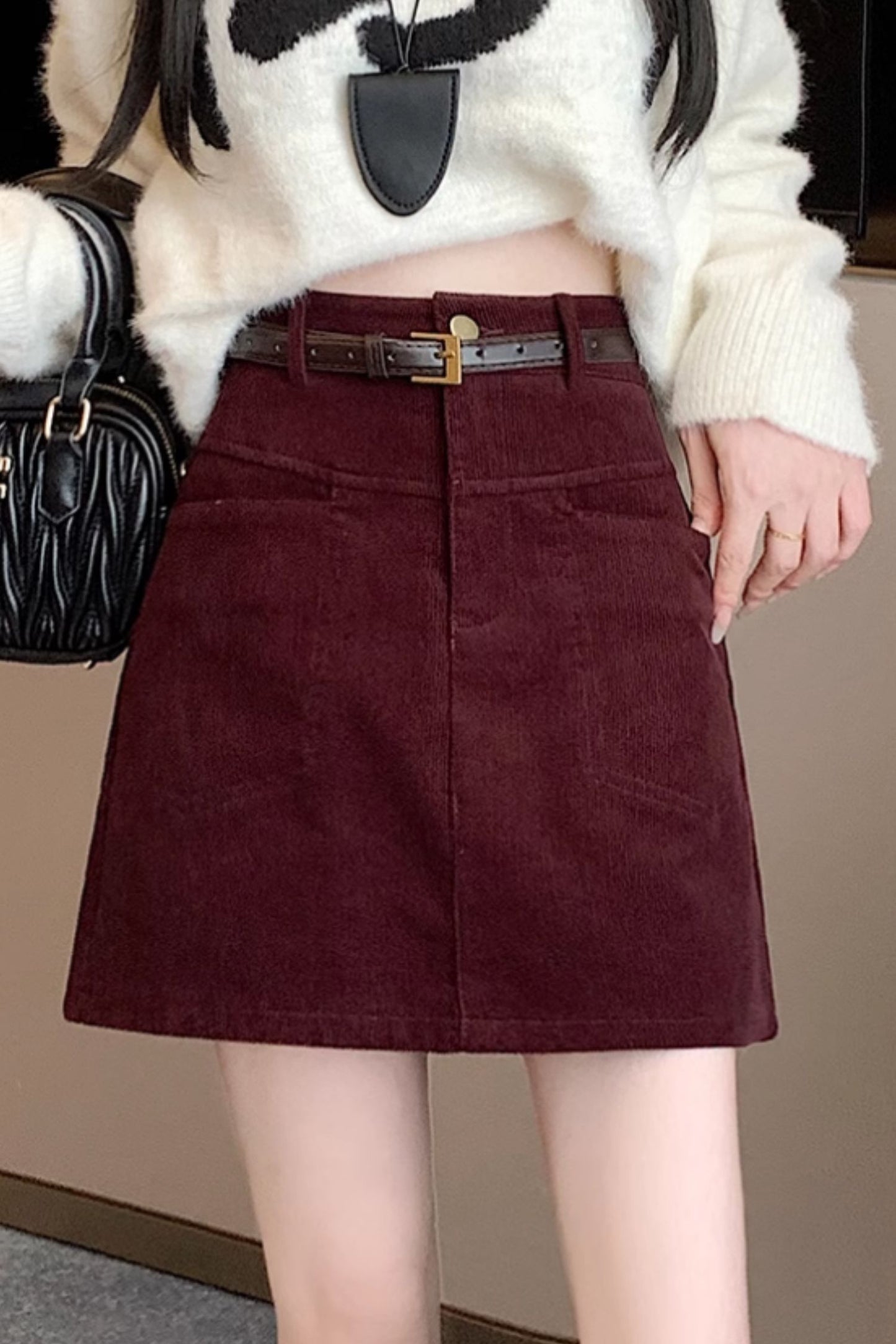 Vintage inspired short a line corduroy skirt C4637