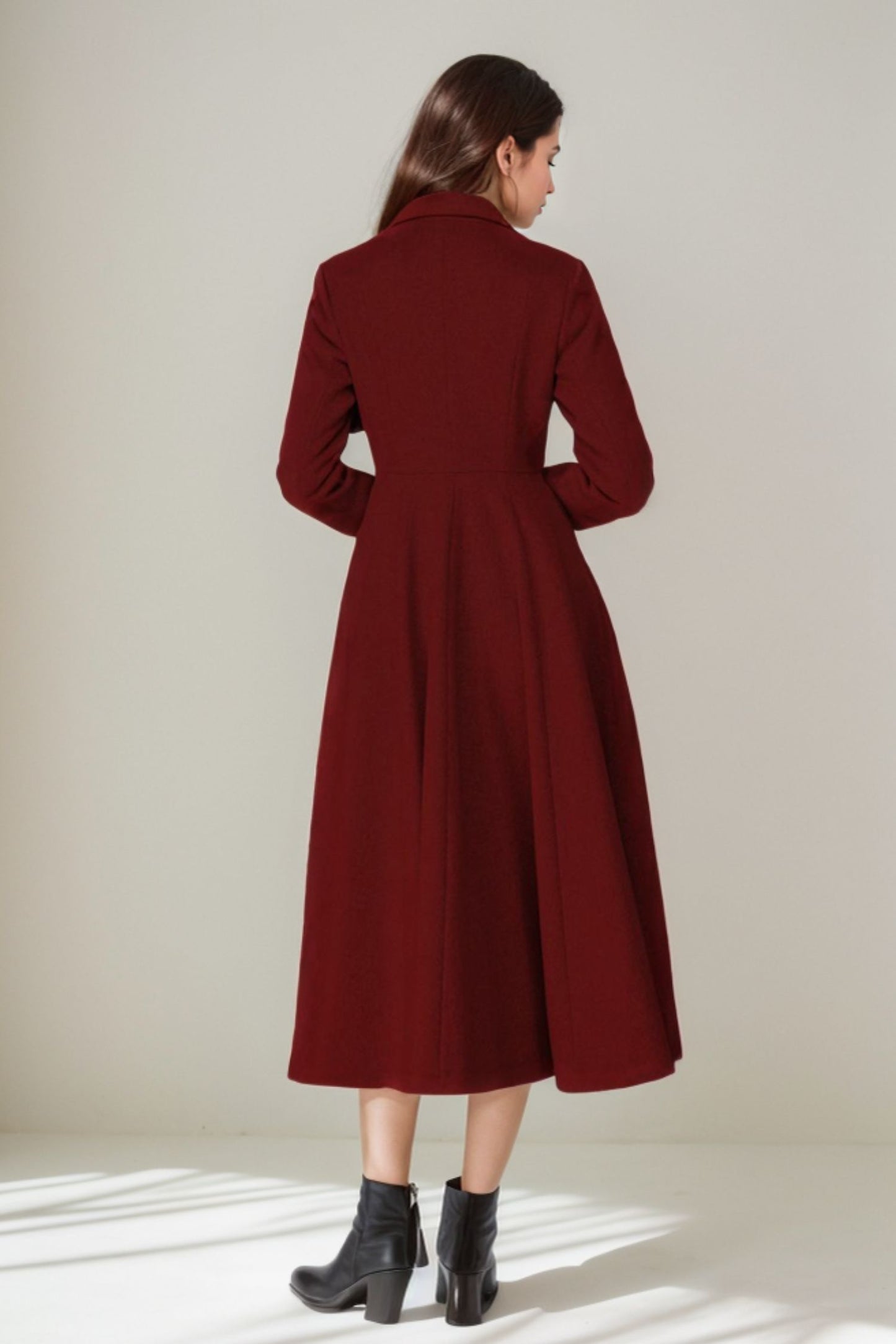 Vintage inspired long wool princess coat C4335