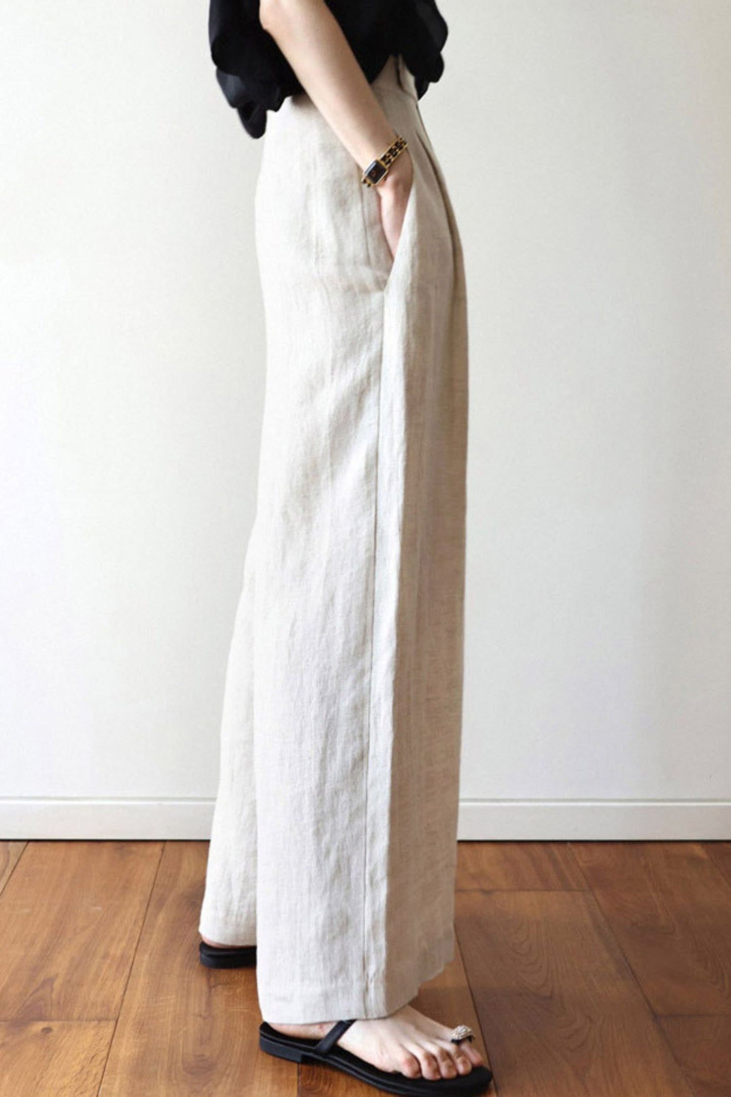 Wide Leg Linen Pants, Women's Linen Pants C3170