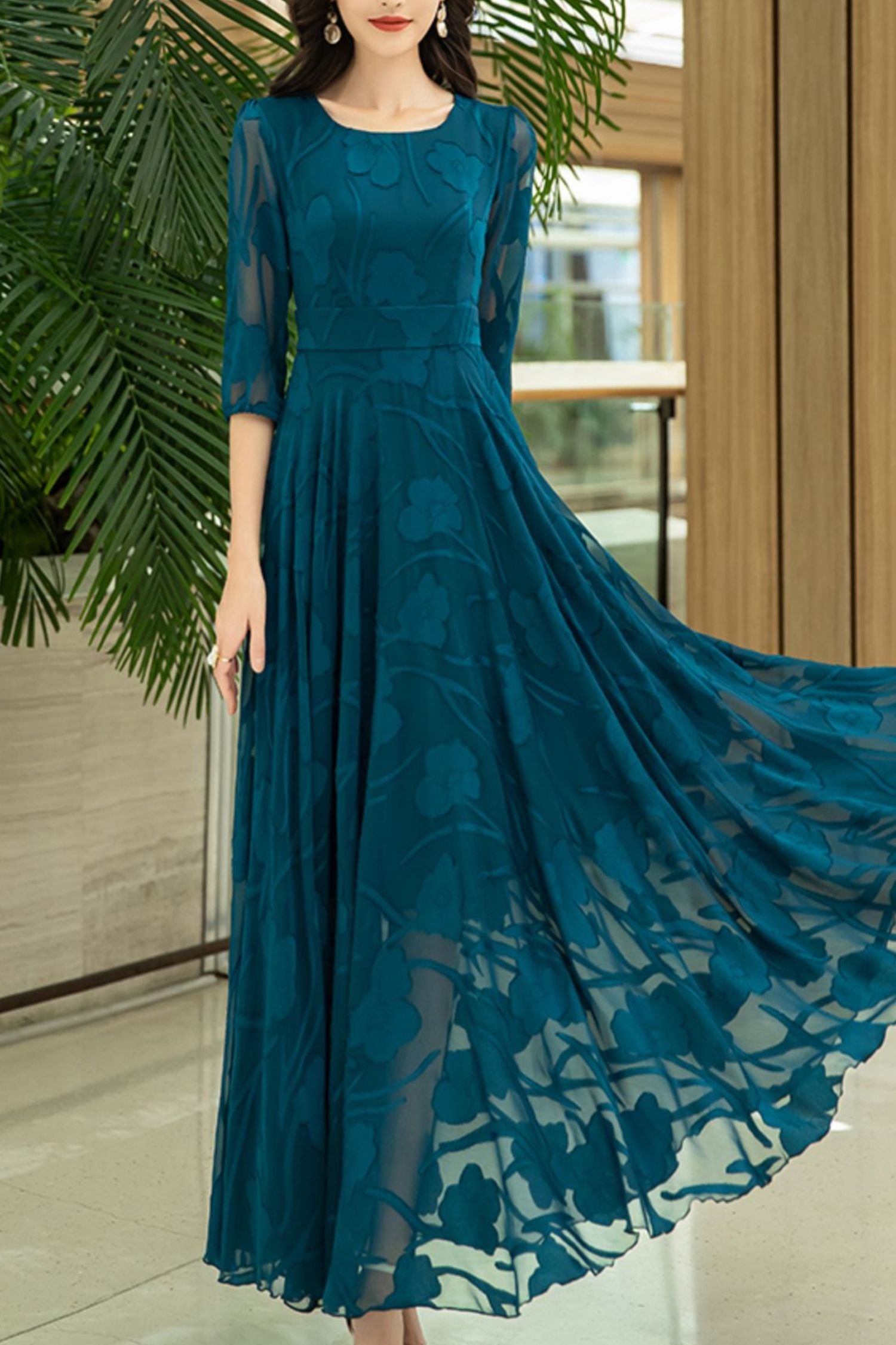 women chiffon round neck swing dress C3977 YLISTYLE women chiffon round neck swing dress C3977 YLISTYLE