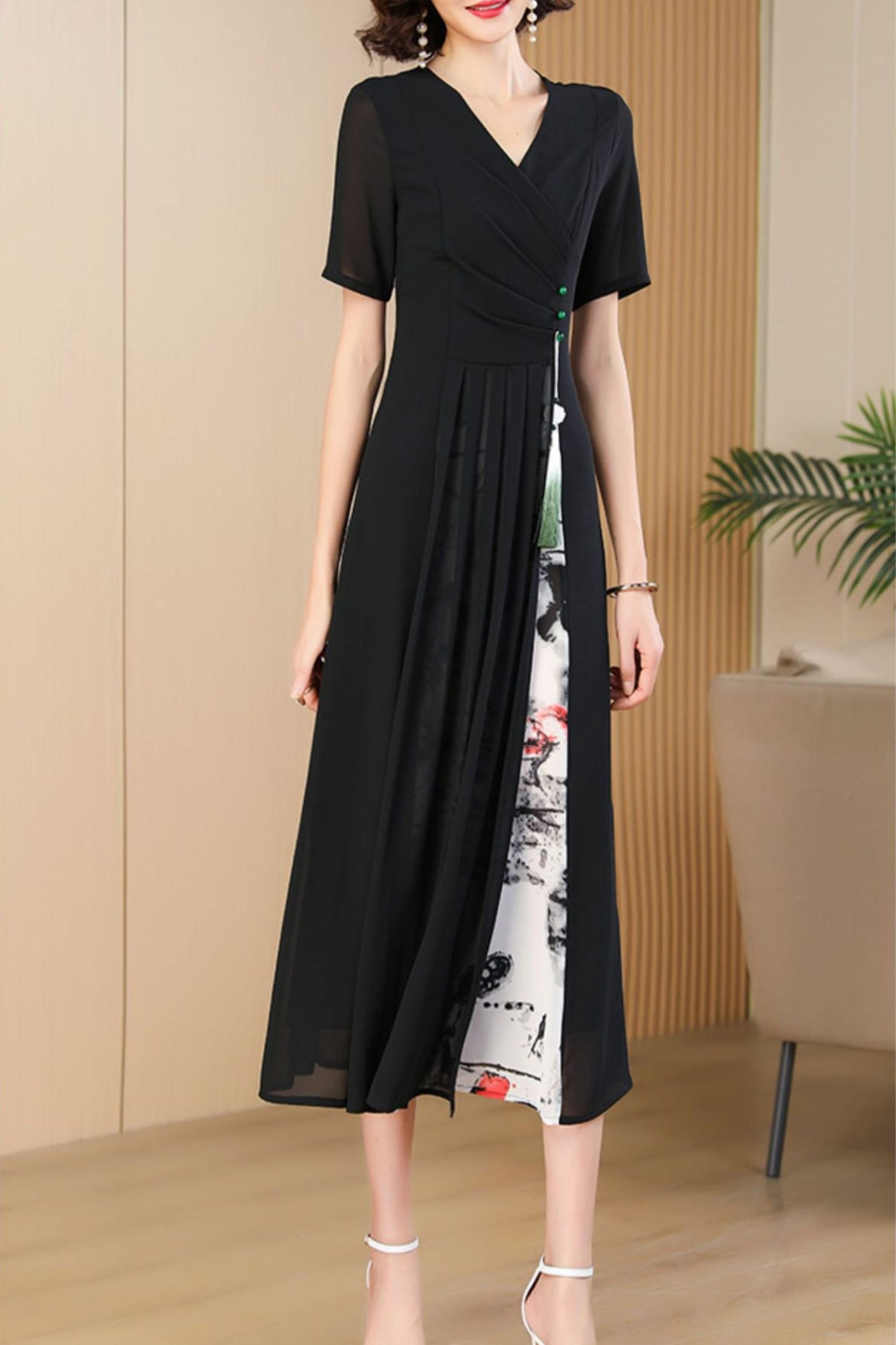 black summer new long dress C4075