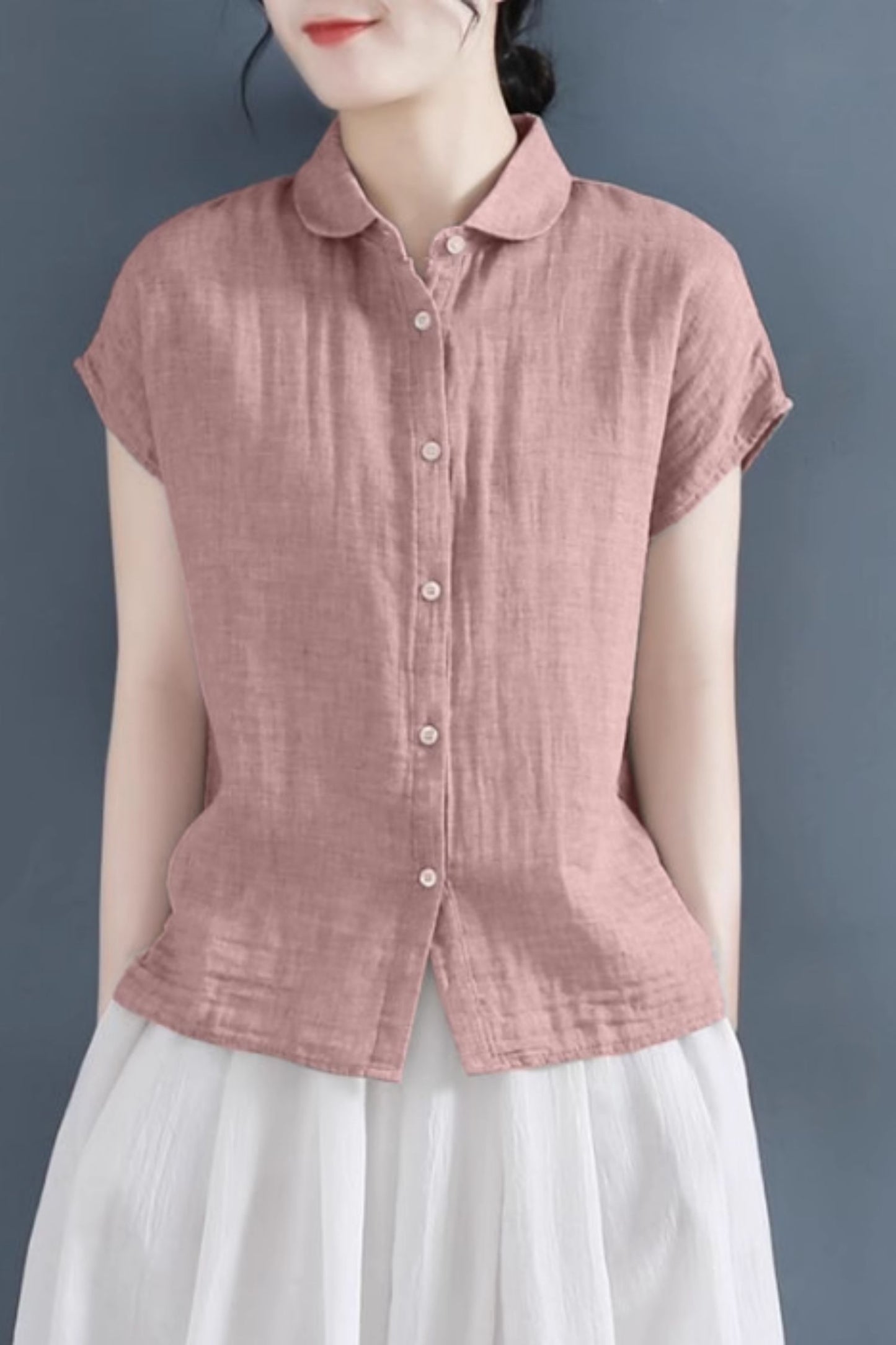 Casual linen womens summer shirt blouse C5046