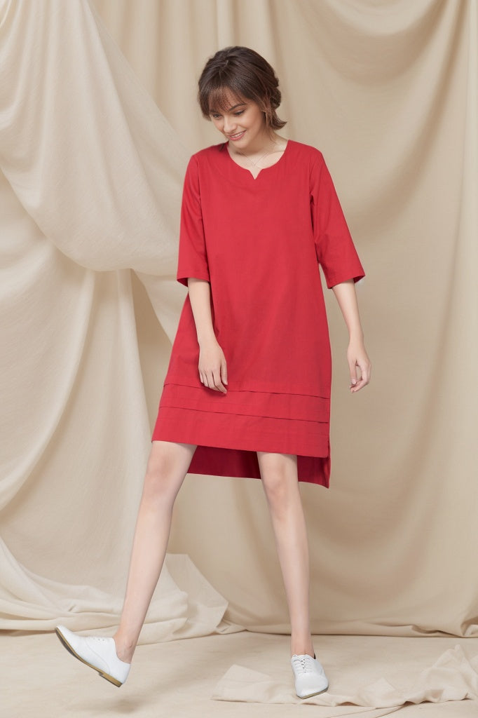 summer women linen dress with loose waist C4803