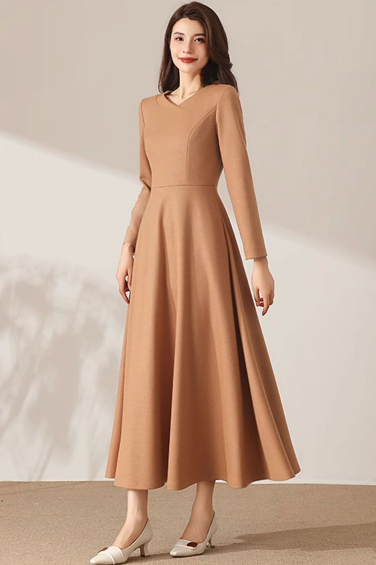 Winter Casual Dress with Pockets C3688