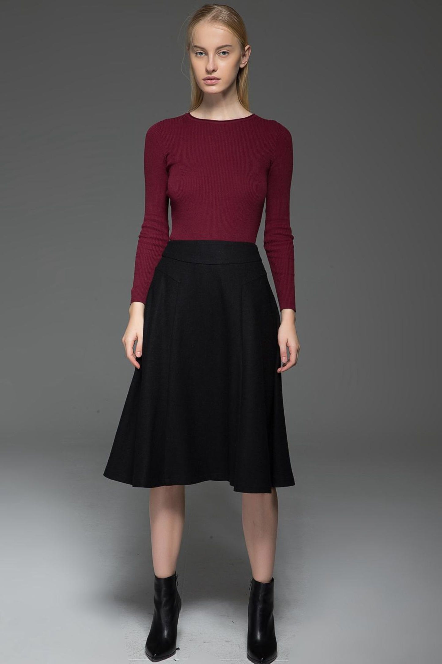 Black Skater womens winter wool skirt C768