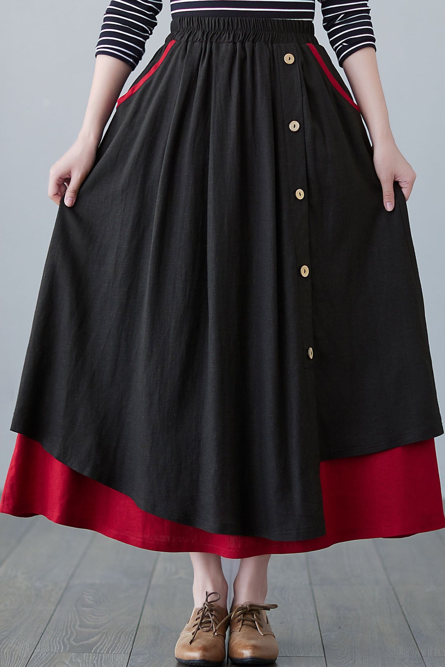 Long Linen skirt Women, Spring A Line Maxi Skirt C2496