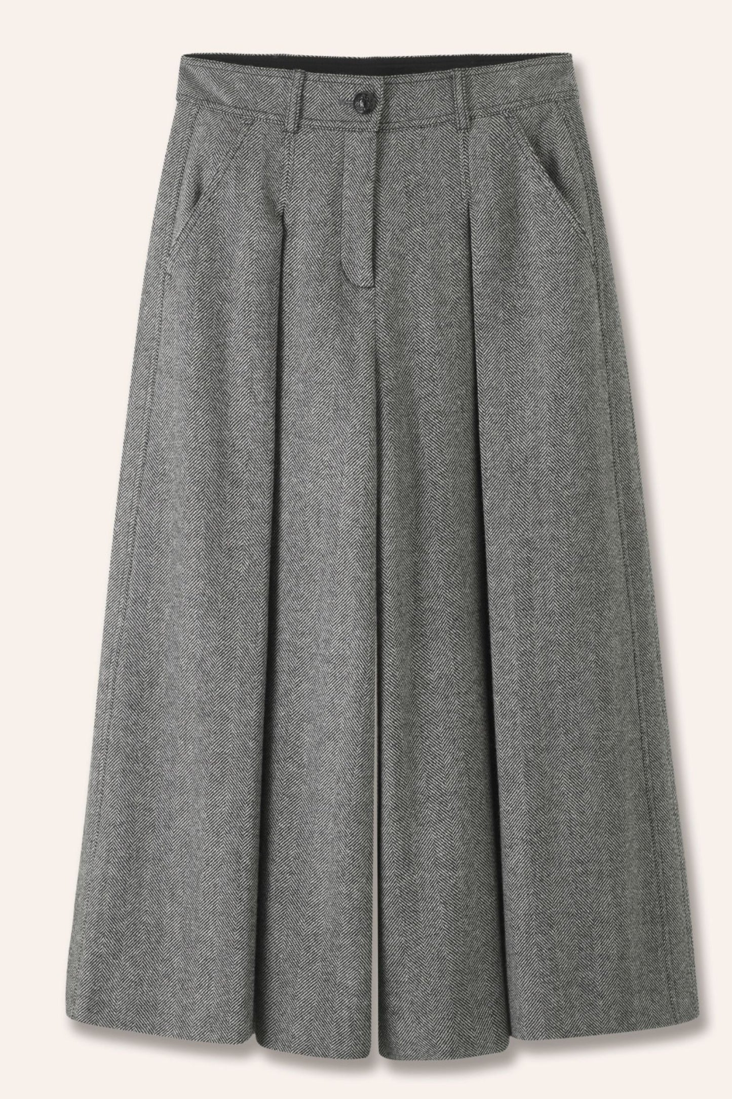 Pleated winter wide leg wool pants women TT0113