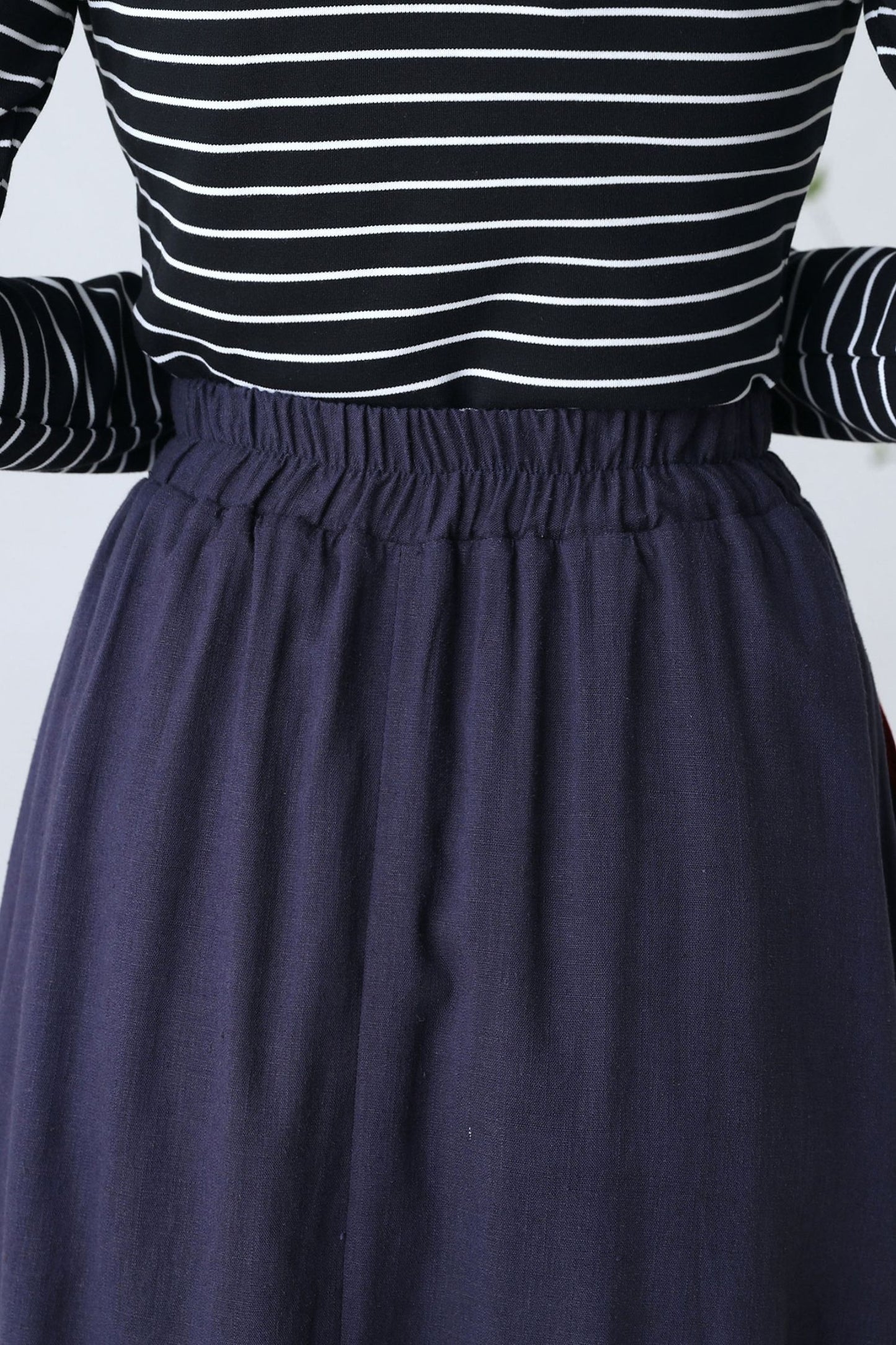 Linen Irregular Plus Size Spring Skirt with Pockets C2612