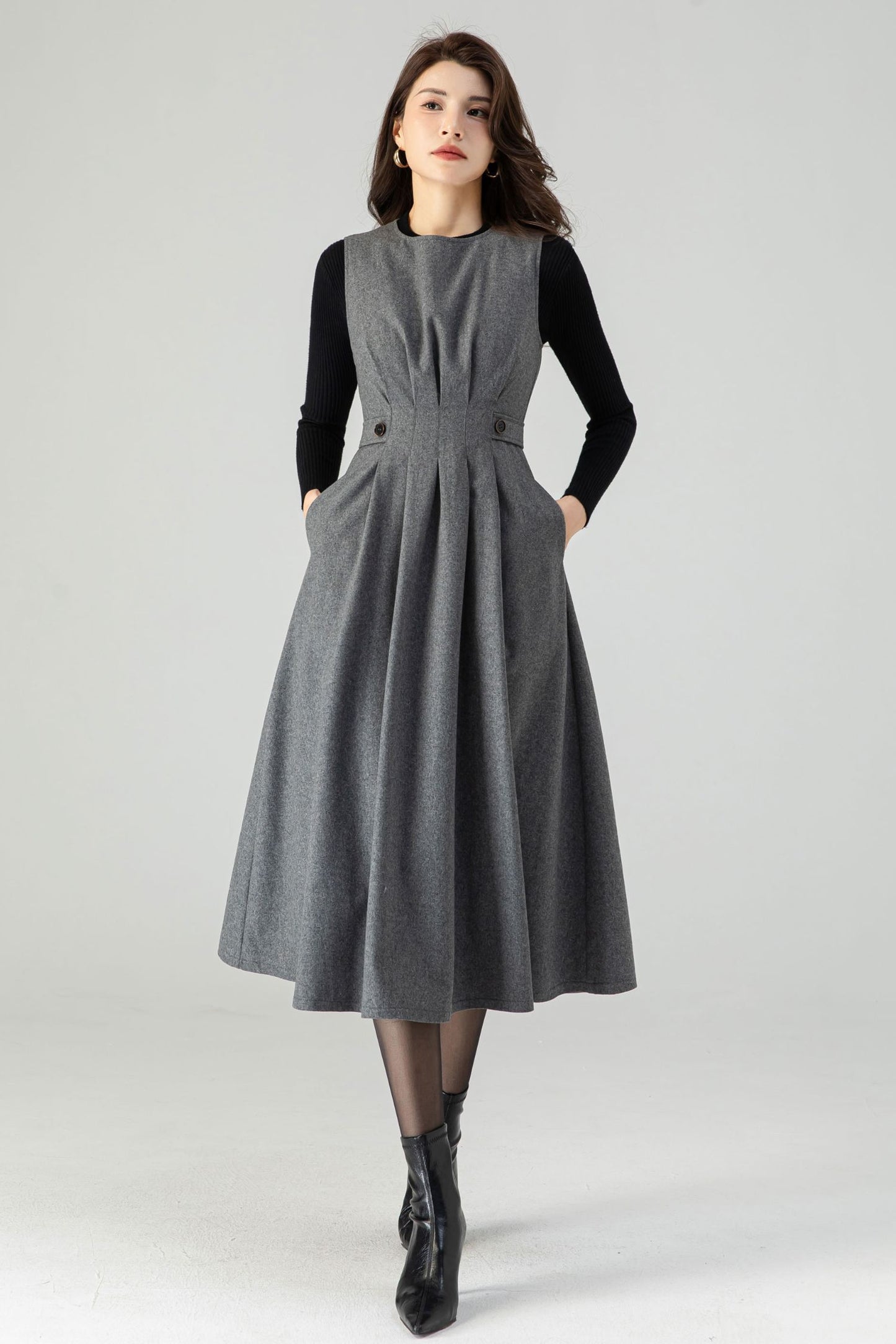 Womens Winter Midi Wool Dress C3618-Size XS US2 #CK2301268