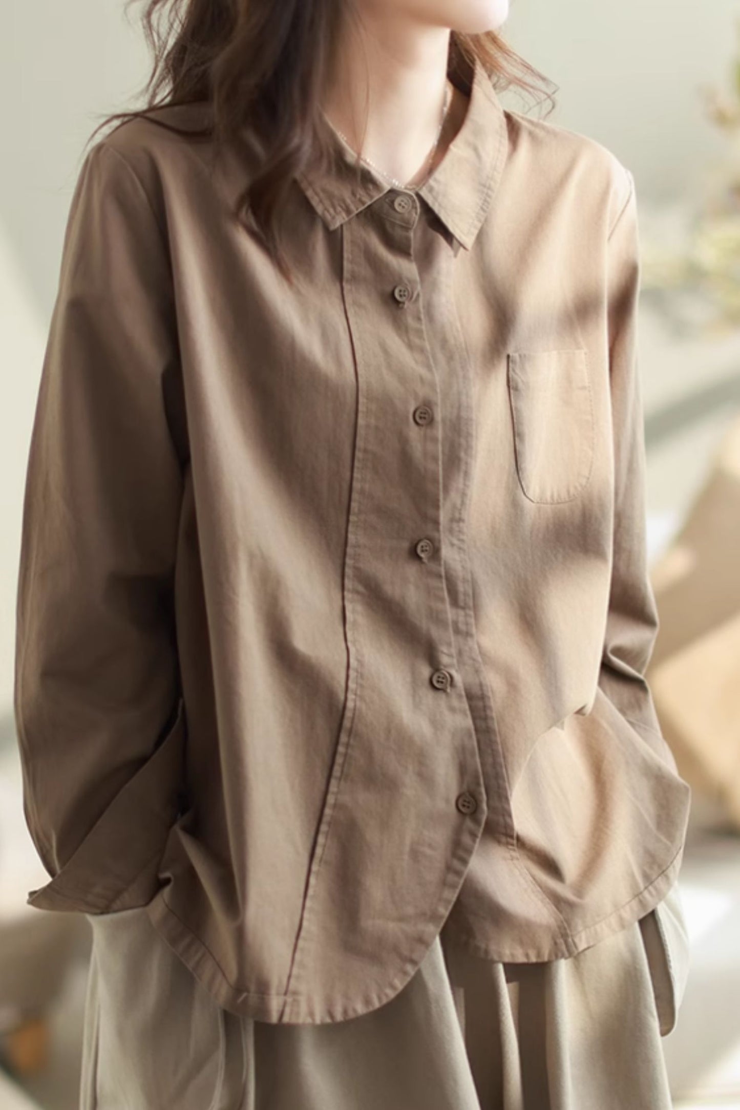 Autumn long sleeves cotton top C4437