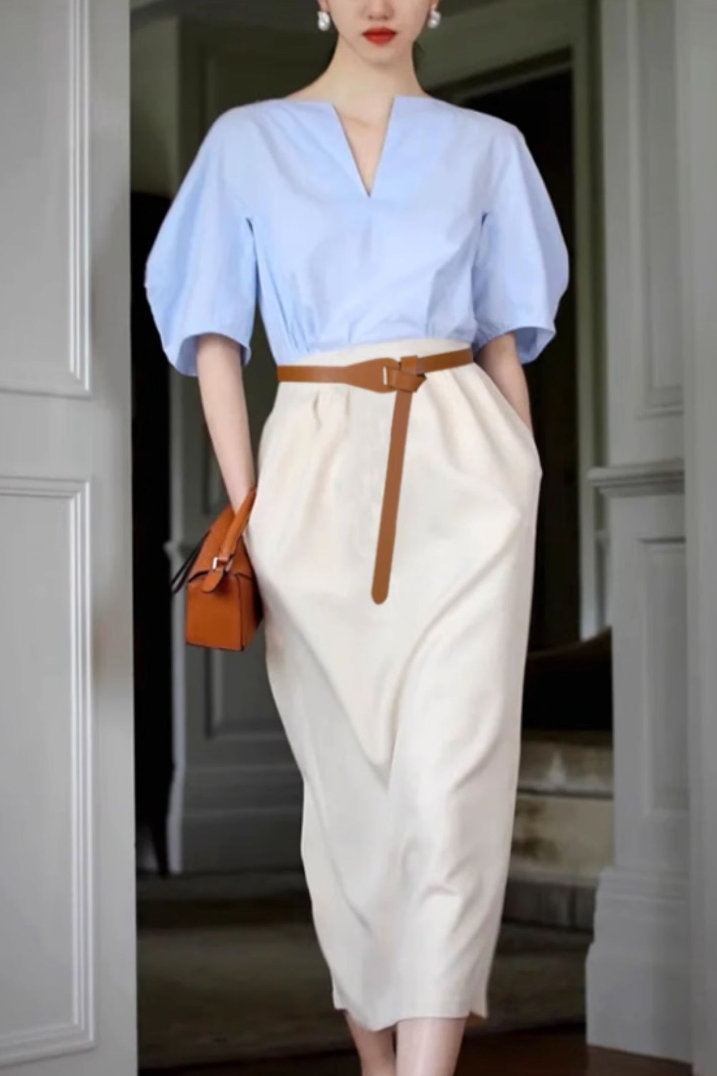 Leather vintage inspired belt C4661