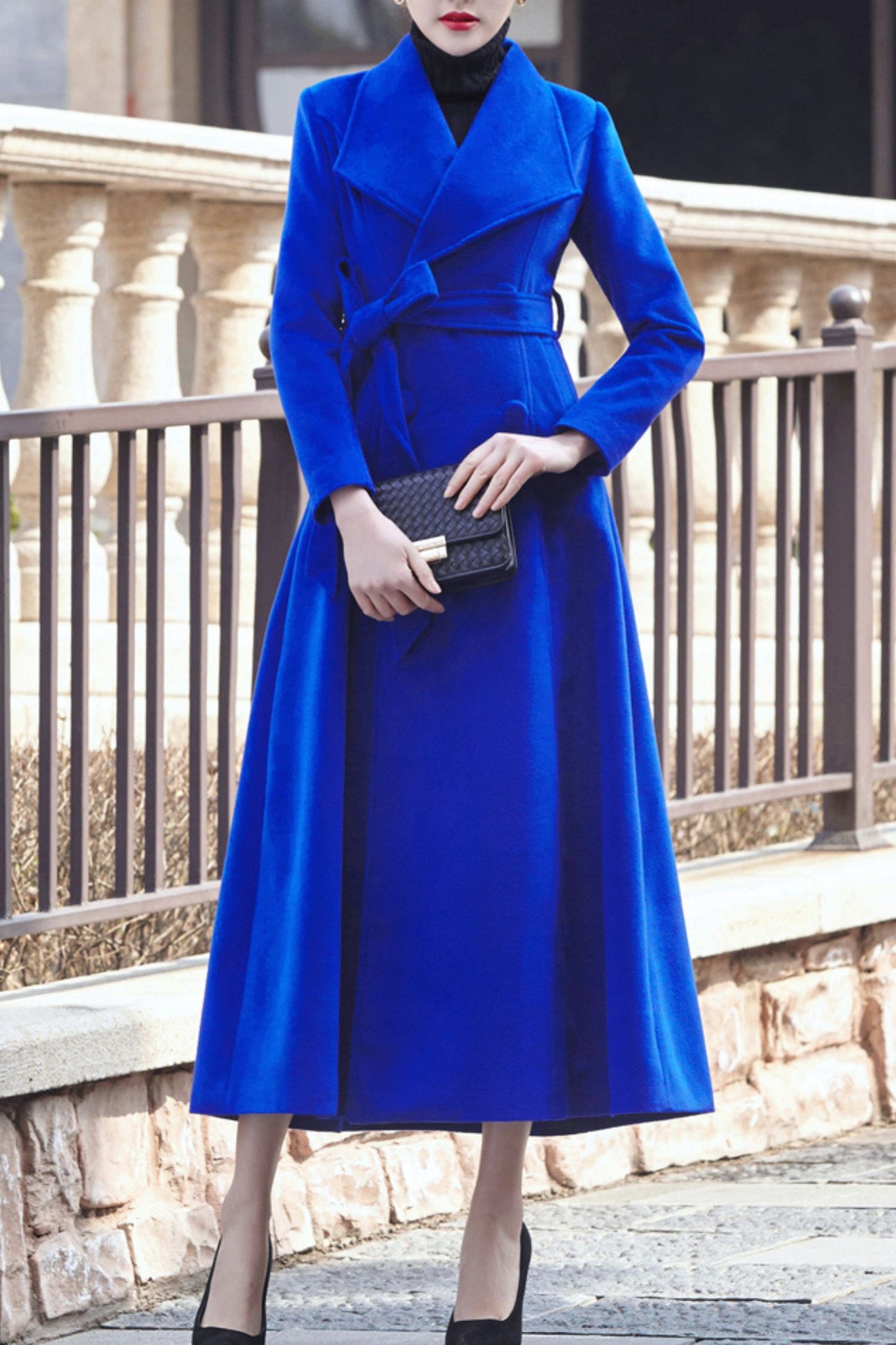 Women's Autumn and winter blue wool coat C4277