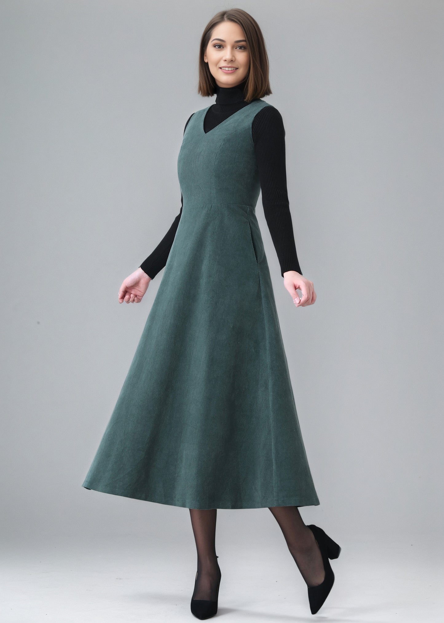 Autumn Winter Sleeveless Corduroy Dress C5152