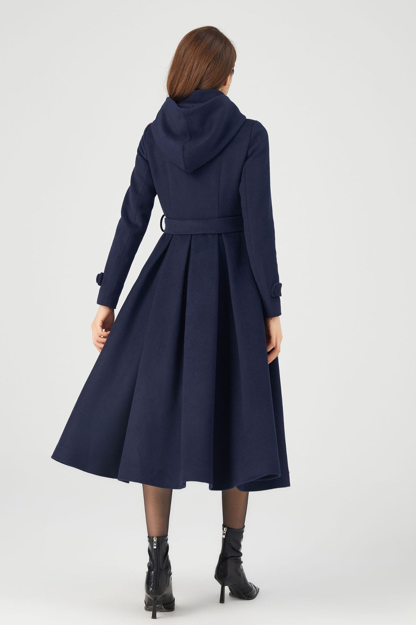 Navy Blue Wool Coat Dress C3681