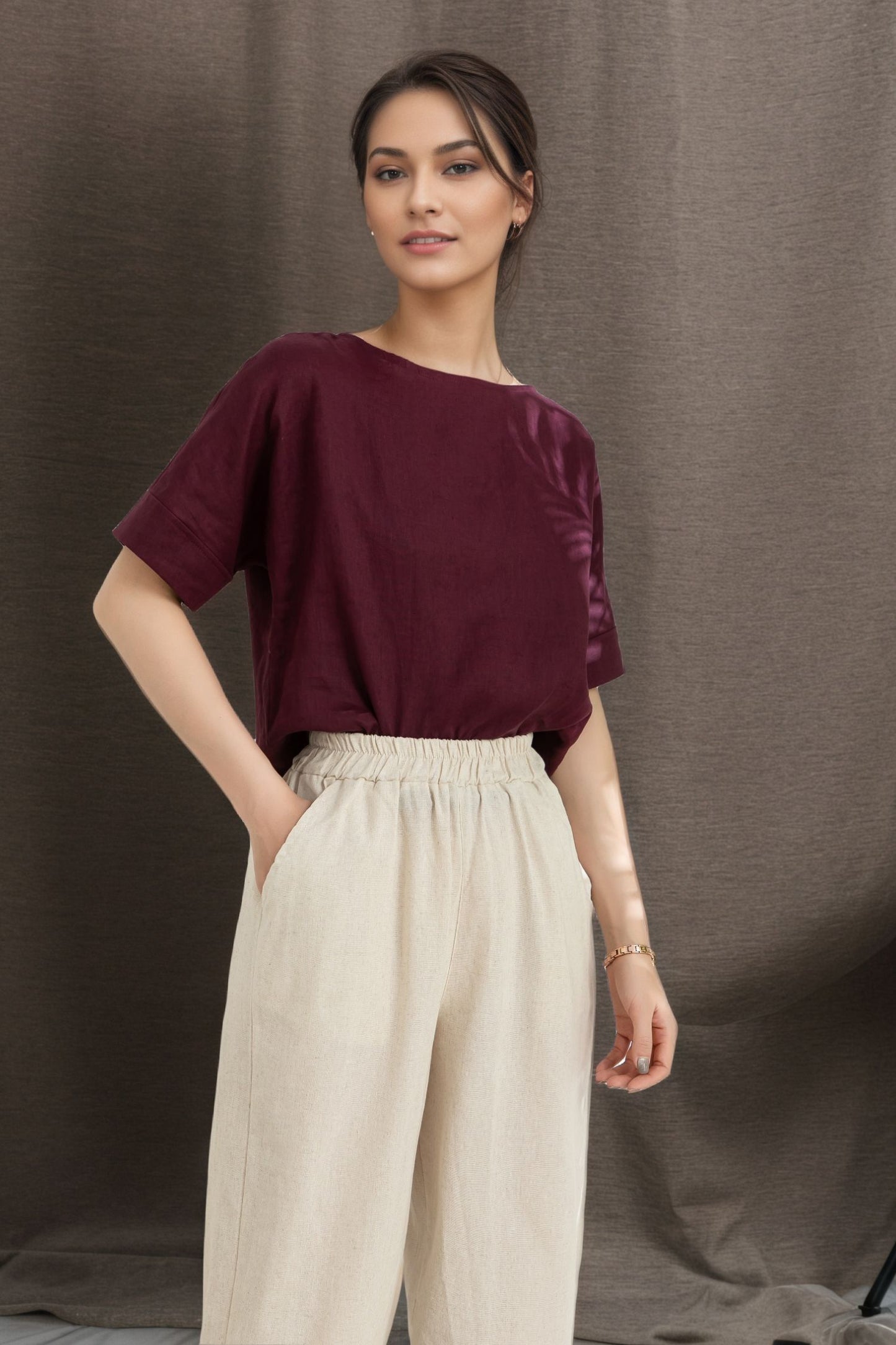 Women's summer loose fitting Linen Tops C4850