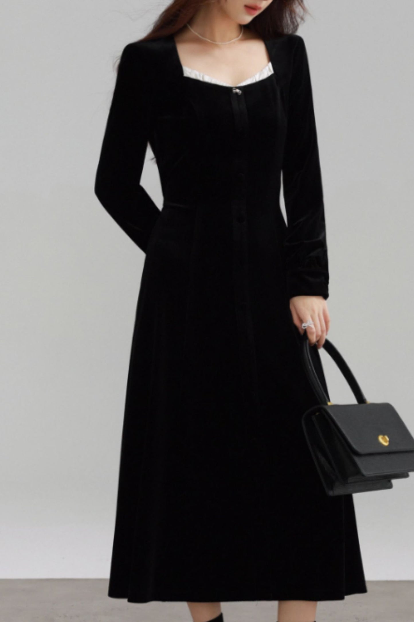 Black velvet prom dresses for women C4607