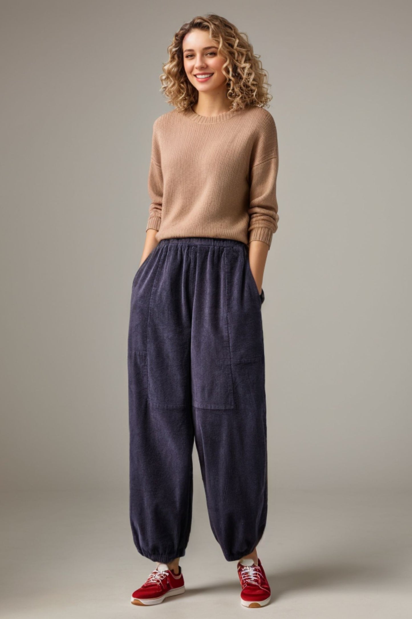 Retro Wide Leg Cotton Corduroy Pants C4339