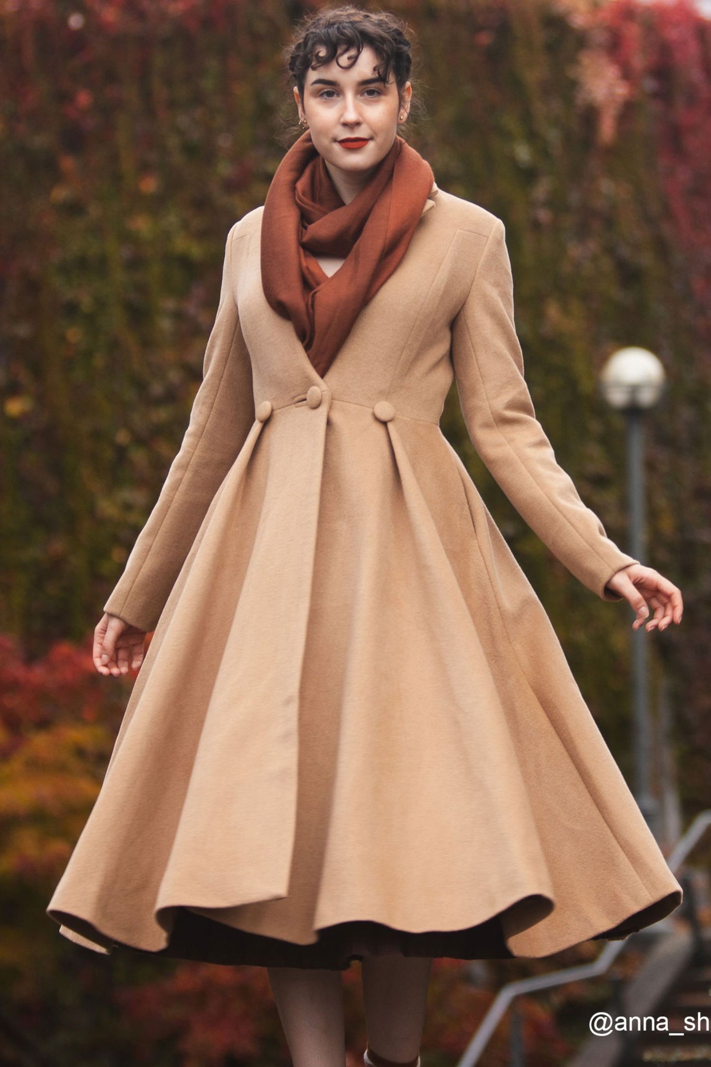 Vintage inspired wool princess coat C1744
