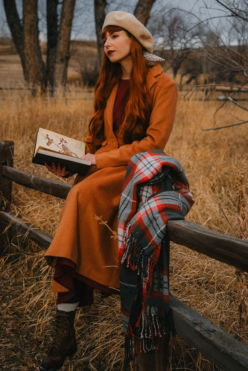 Vintage inspired long wool princess coat C3811