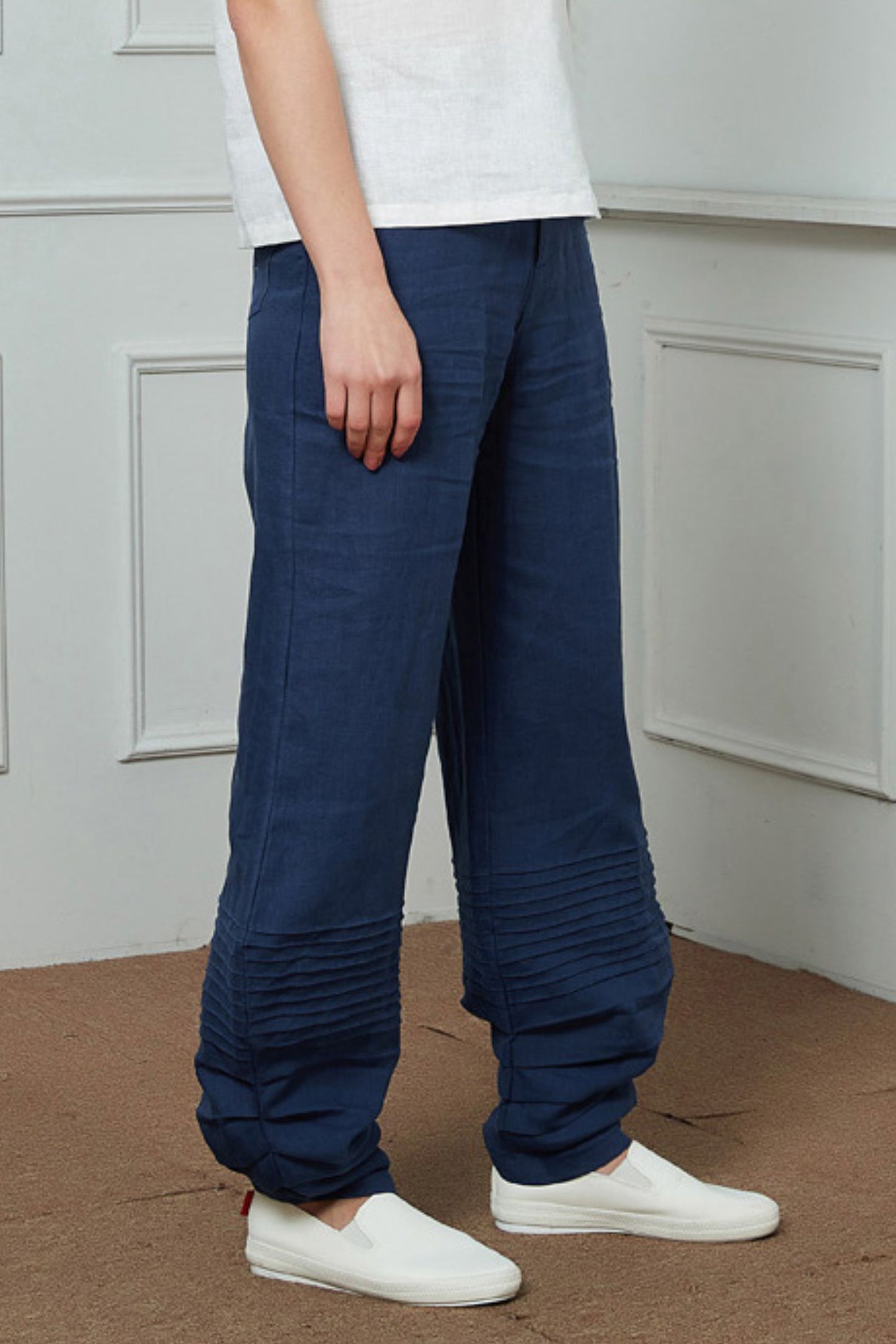 Blue Linen Casual pants C1454