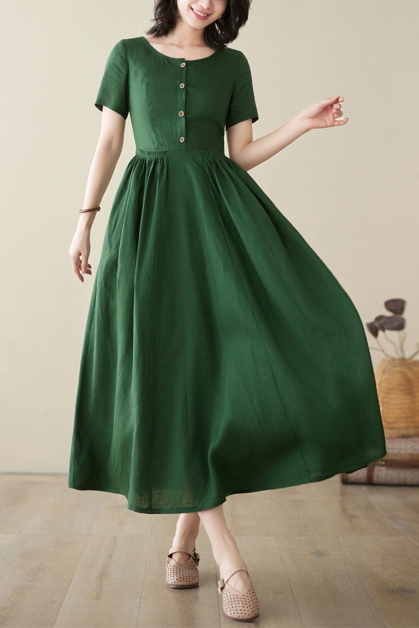Women's Summer Swing Linen Dress C3950 - Size S(US4) #CK2400219