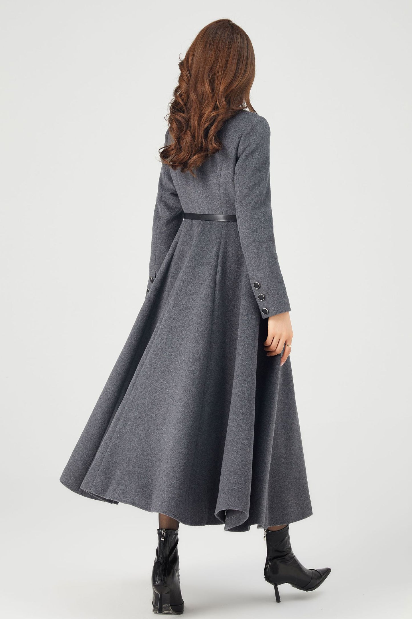 Long Winter Grey Wool Coat C3674