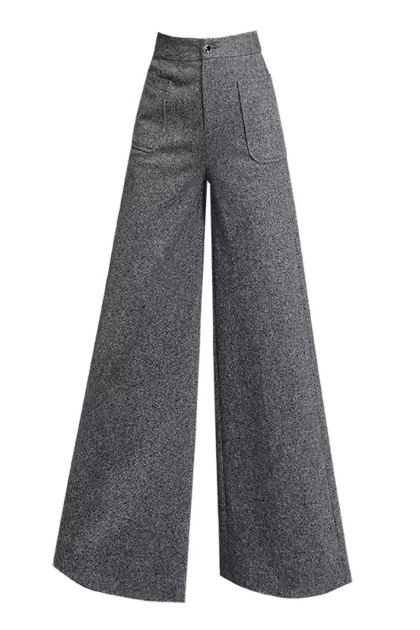 High waist wool pants with pockets c5088