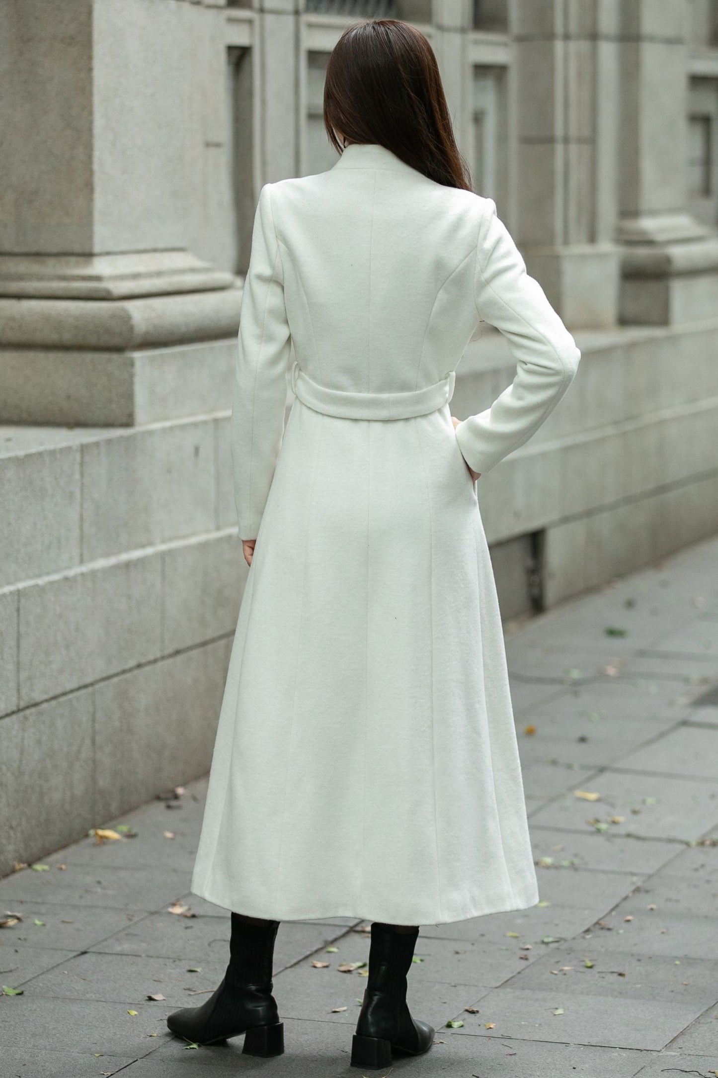 Long wool Belted winter trench coat C4497