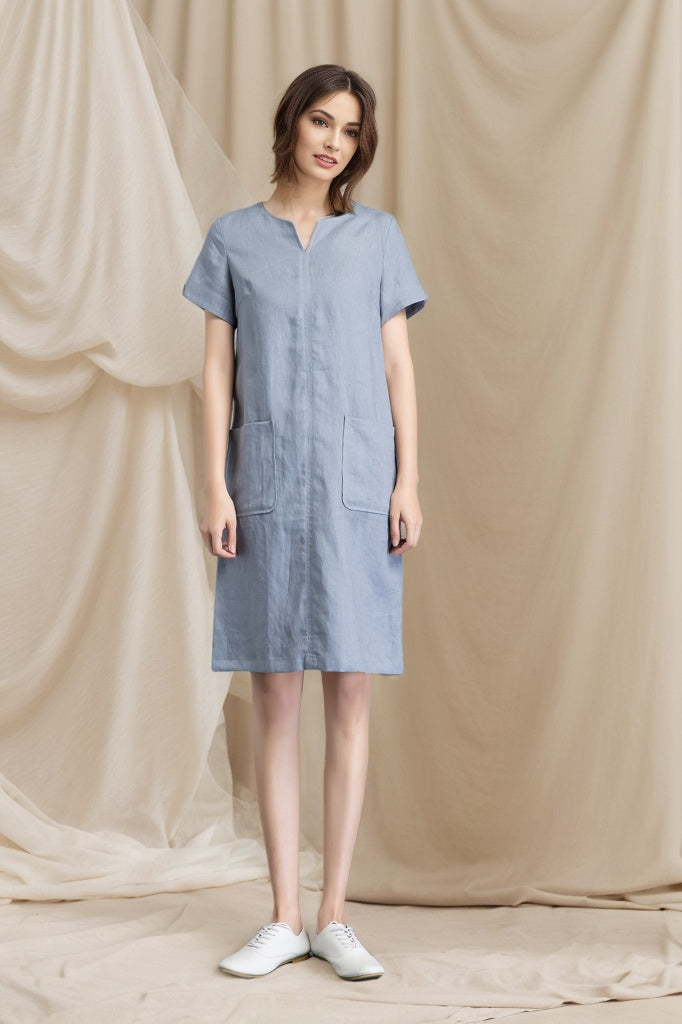 Shift summer Linen simple dress women C4802