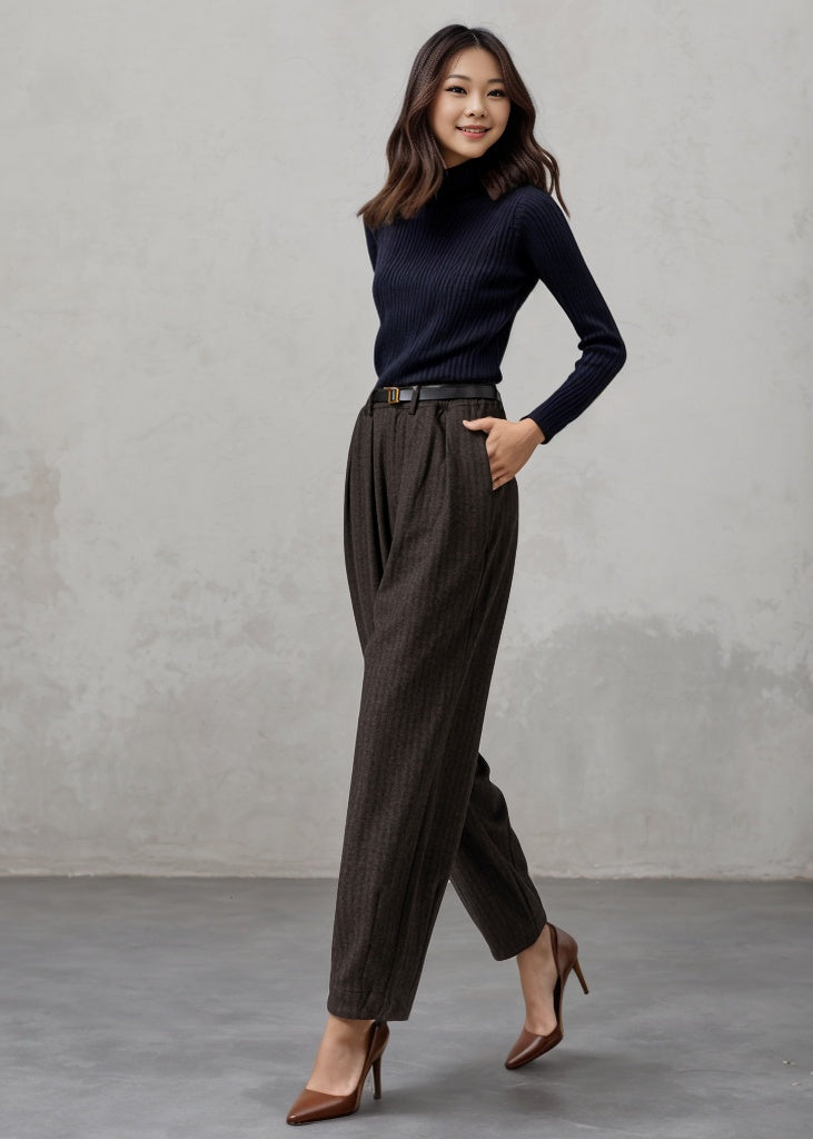 Wool Harem Long Wool Pants Women C4458