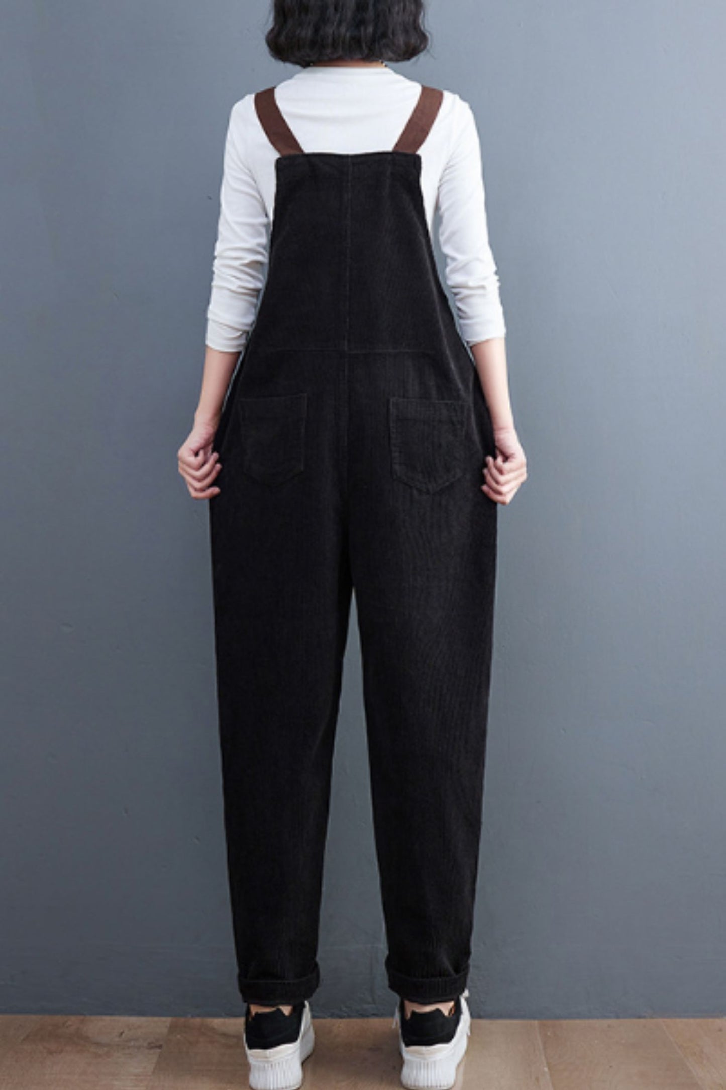 Long corduroy overalls pants women C5121