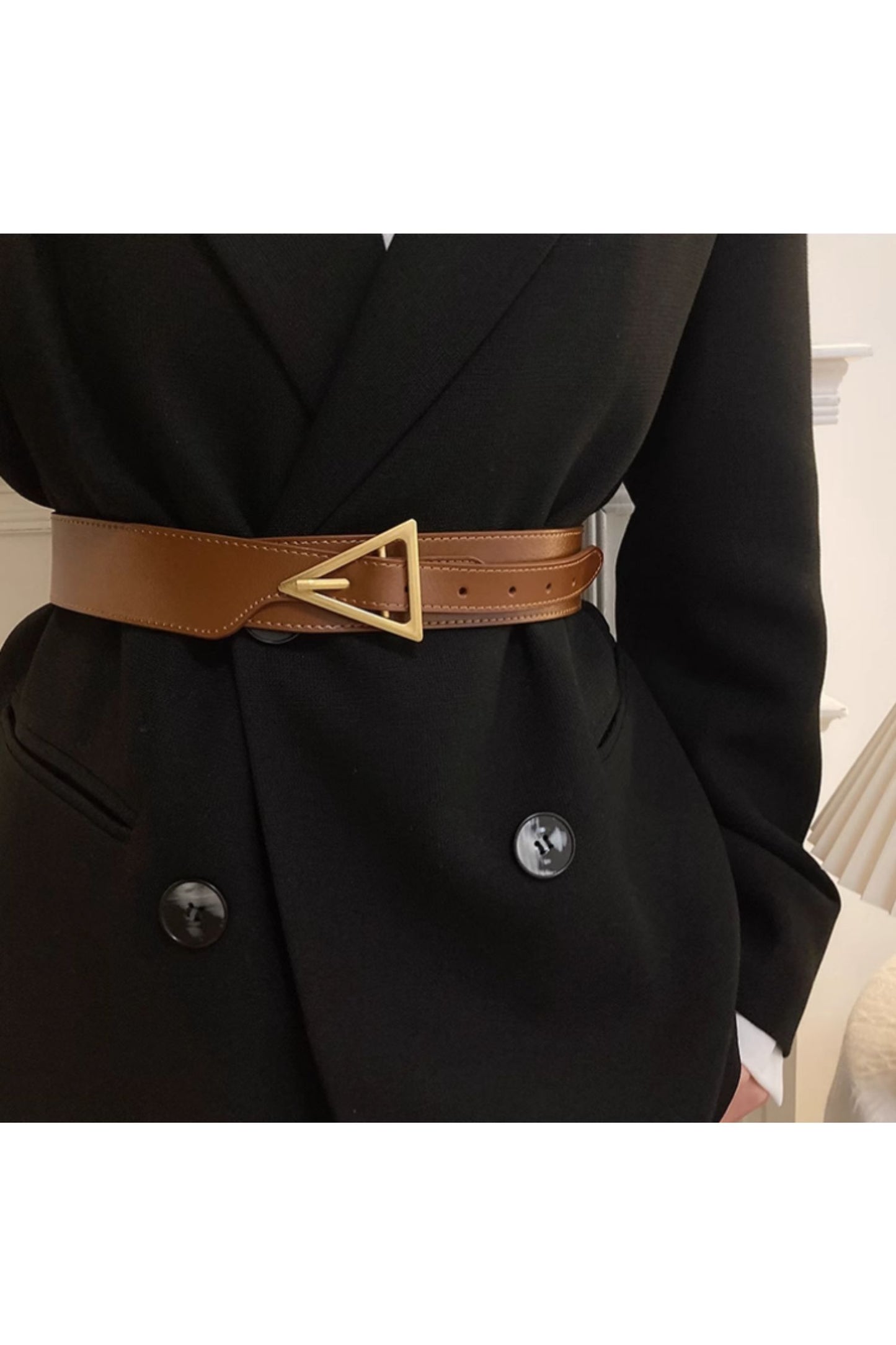 Womens wide leather belt C4687