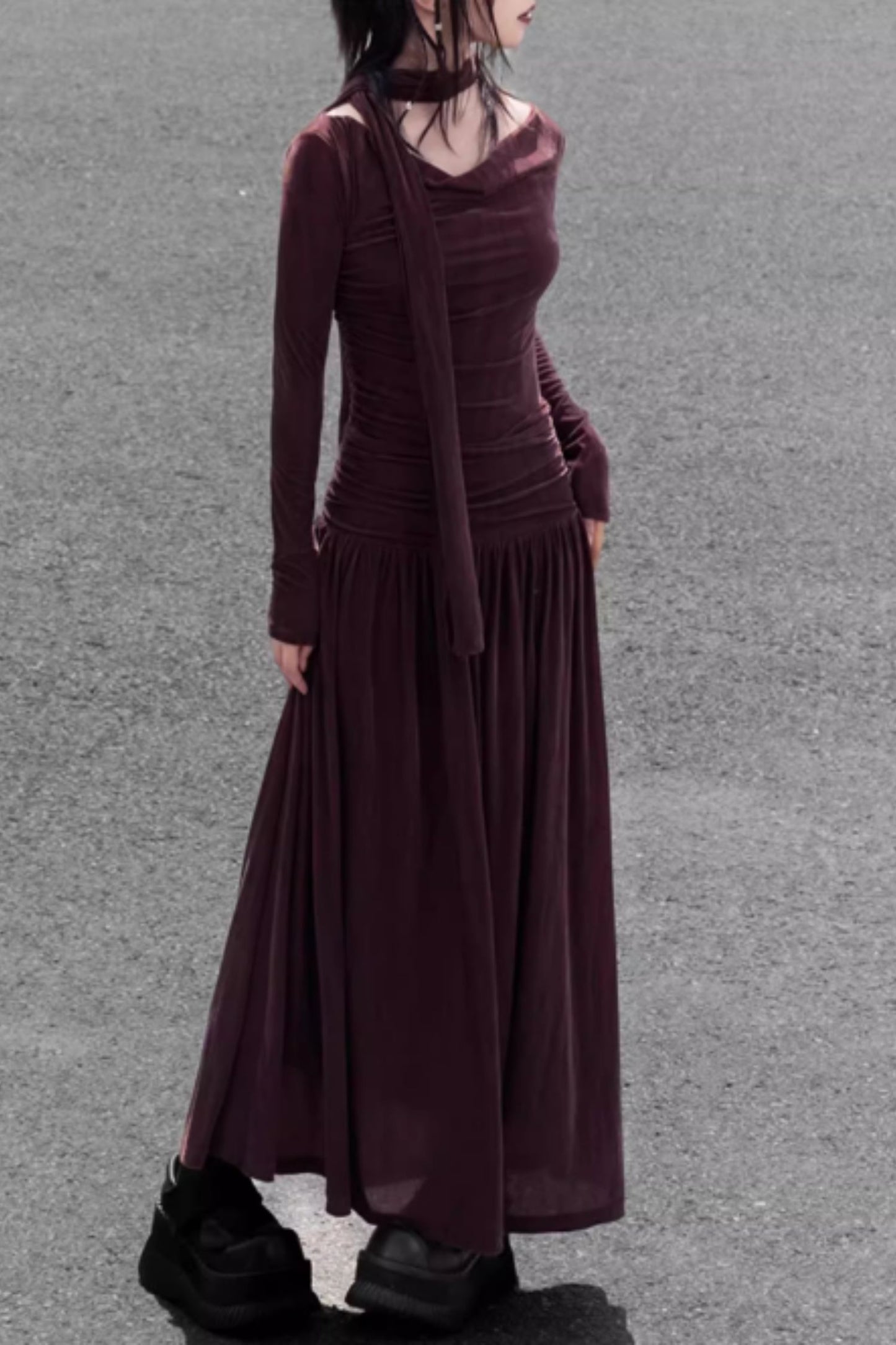 Long prom velvet party dress women C4624