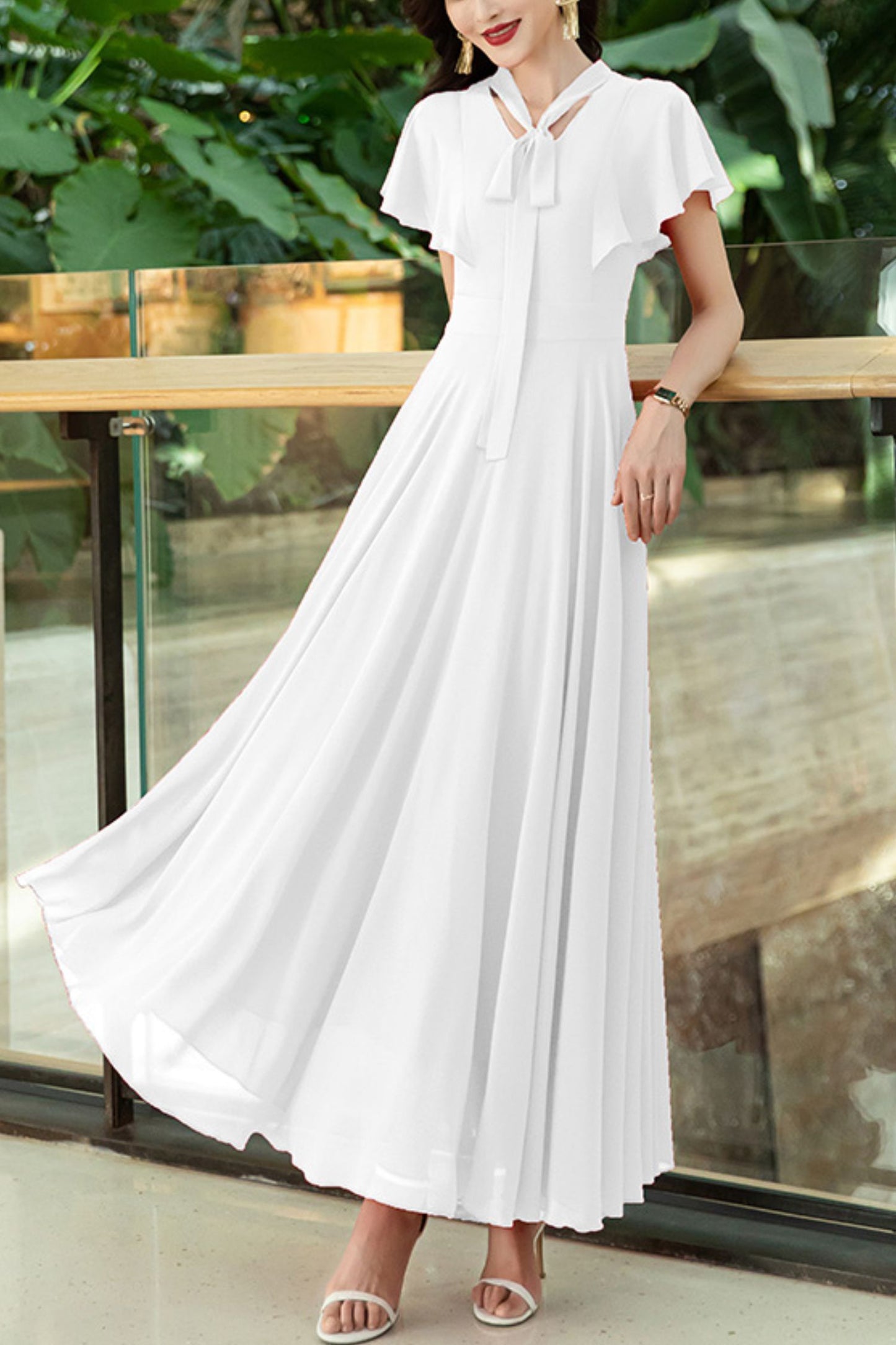 French chiffon summer large swing long dress C3991