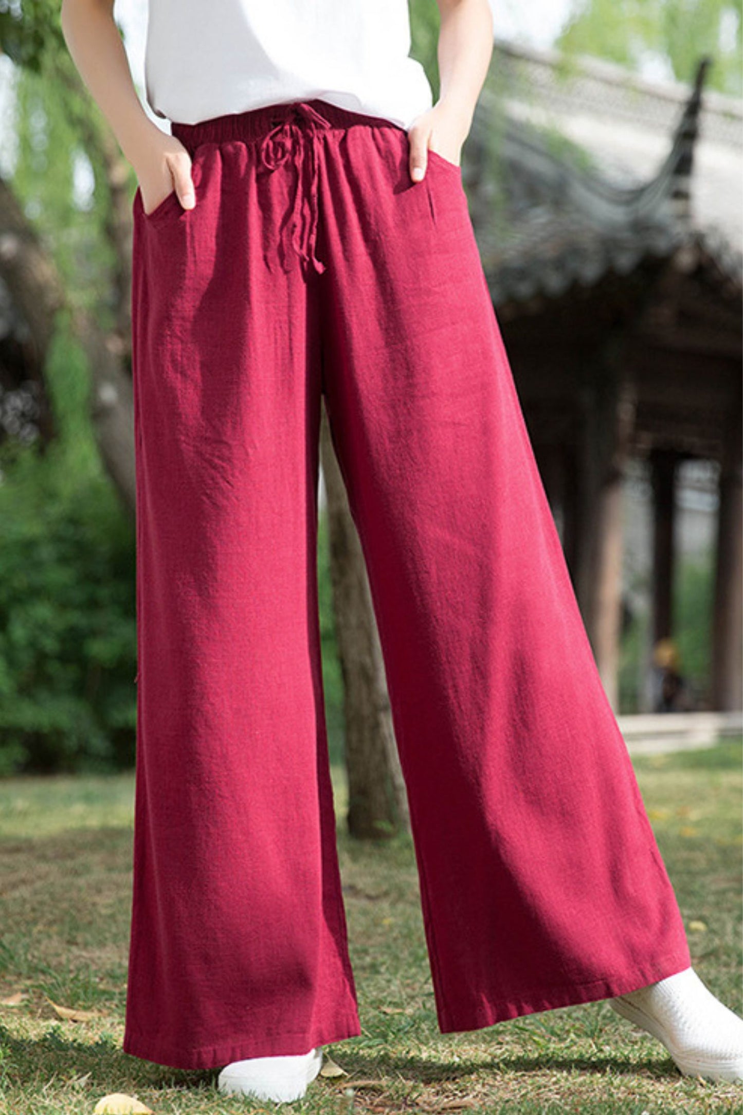 spring and summer cotton and linen wide-legged pants TT0019