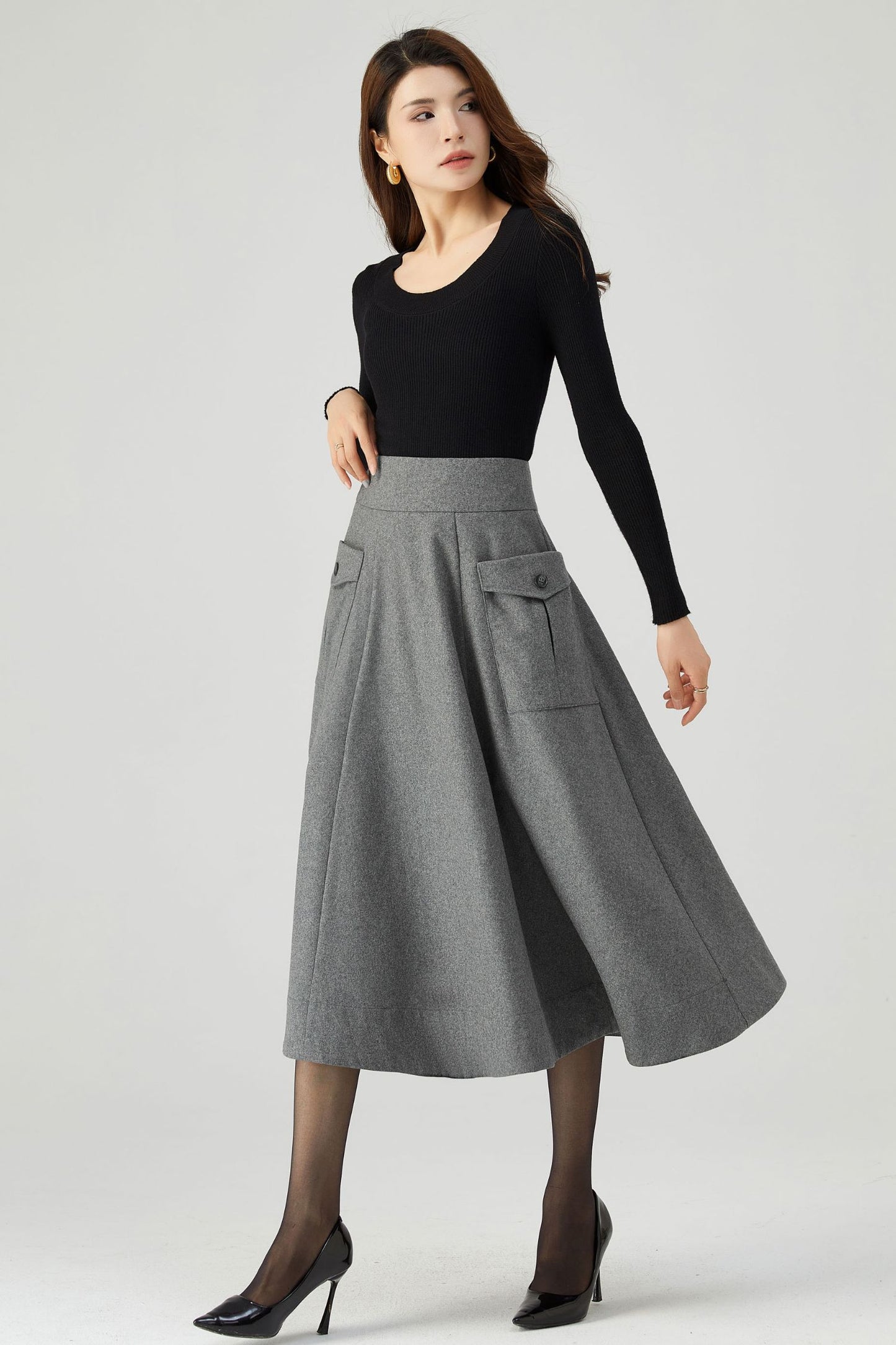 Winter Wool Grey Skirt C3554