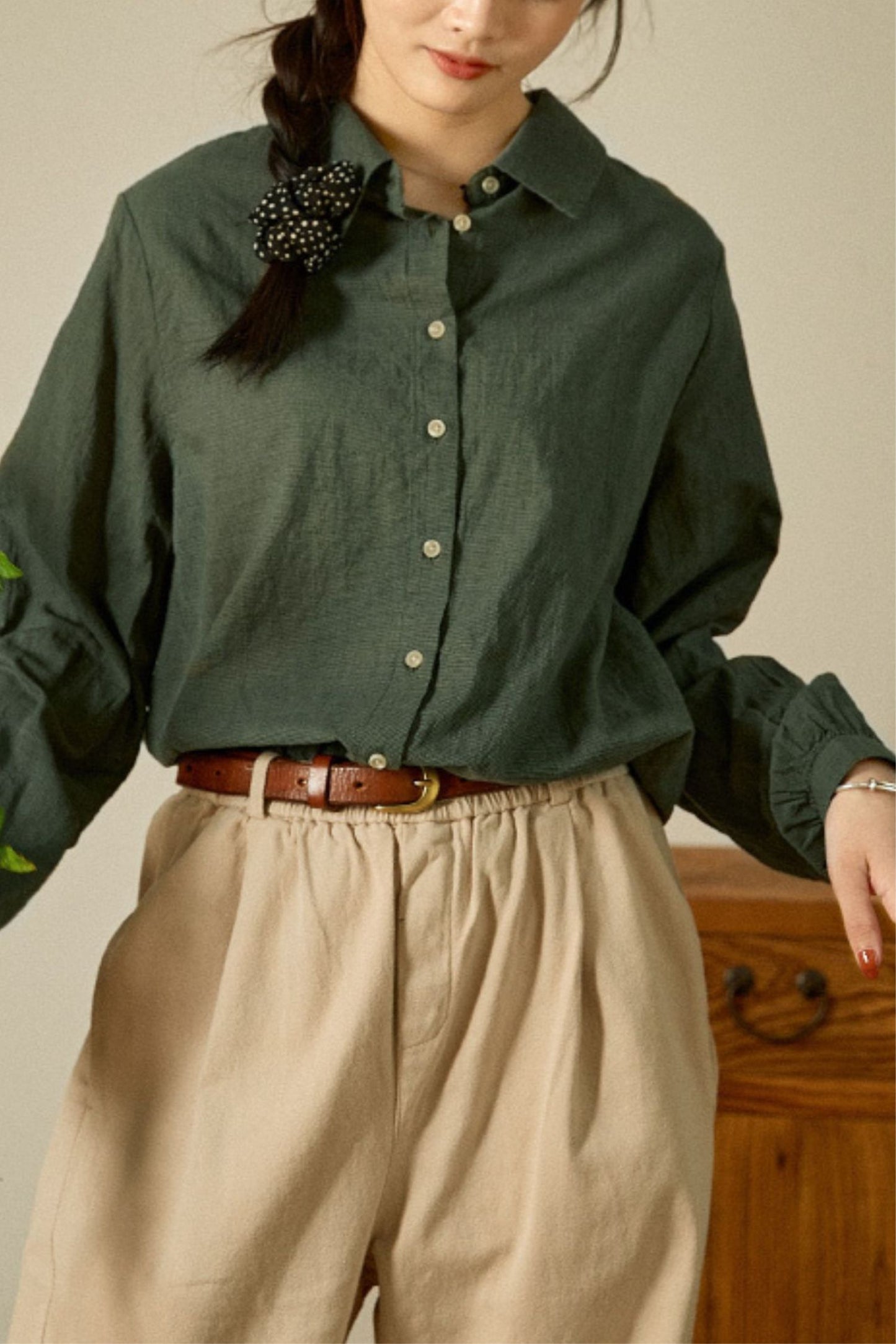 Loose Long Sleeve Plaid Shirt  TT0024