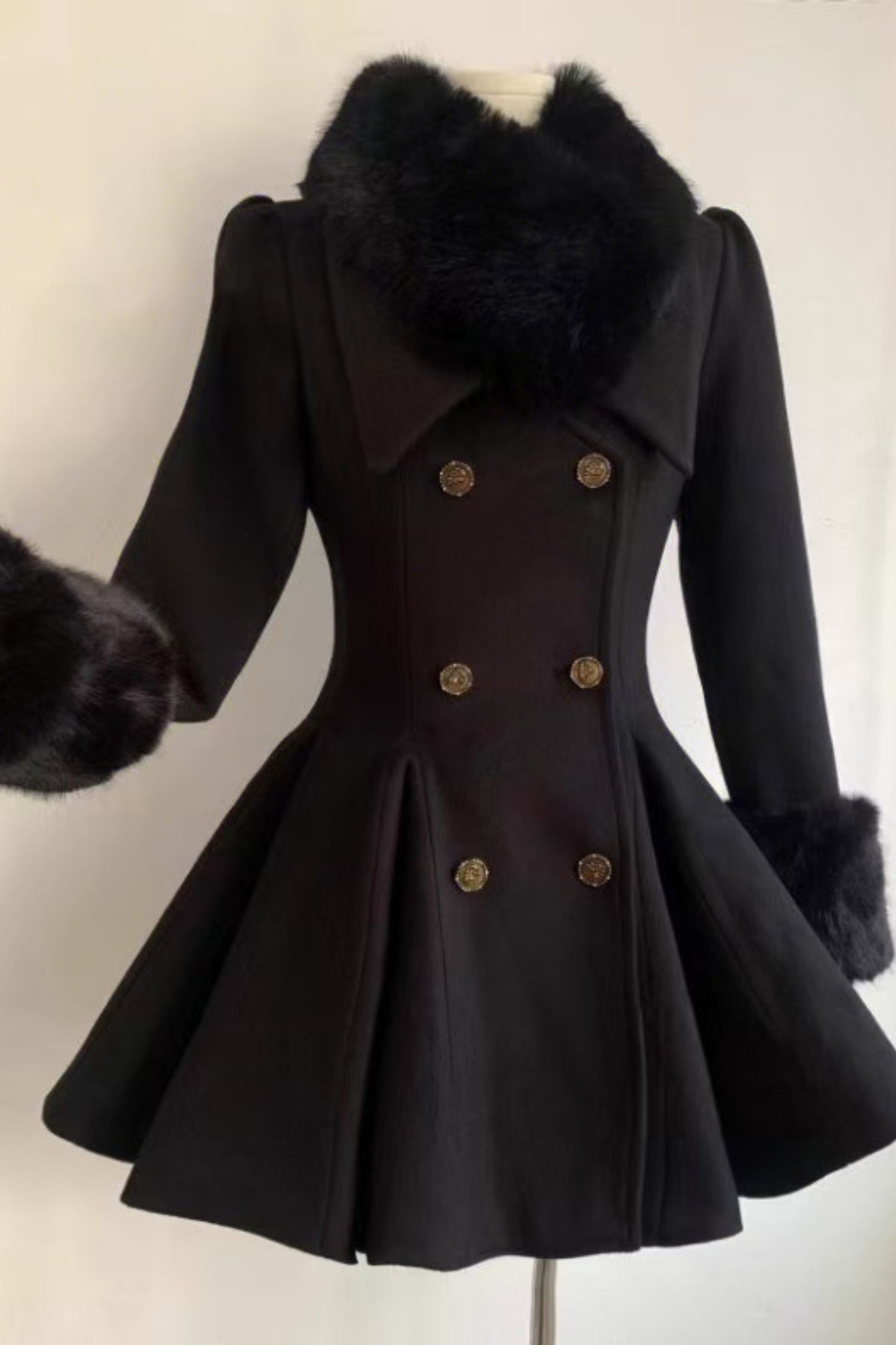Short double breasted winter wool coat C5171