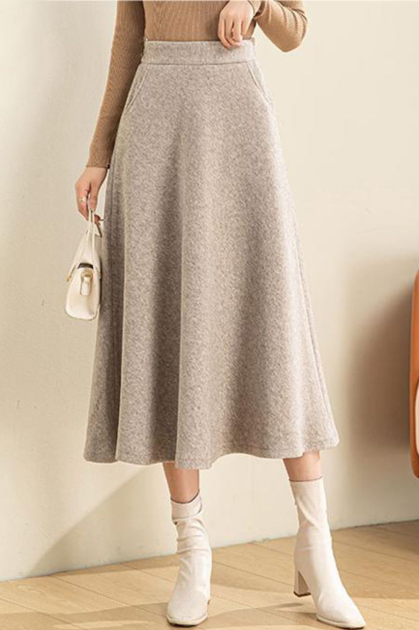 High Waisted Wool Skirt C3556