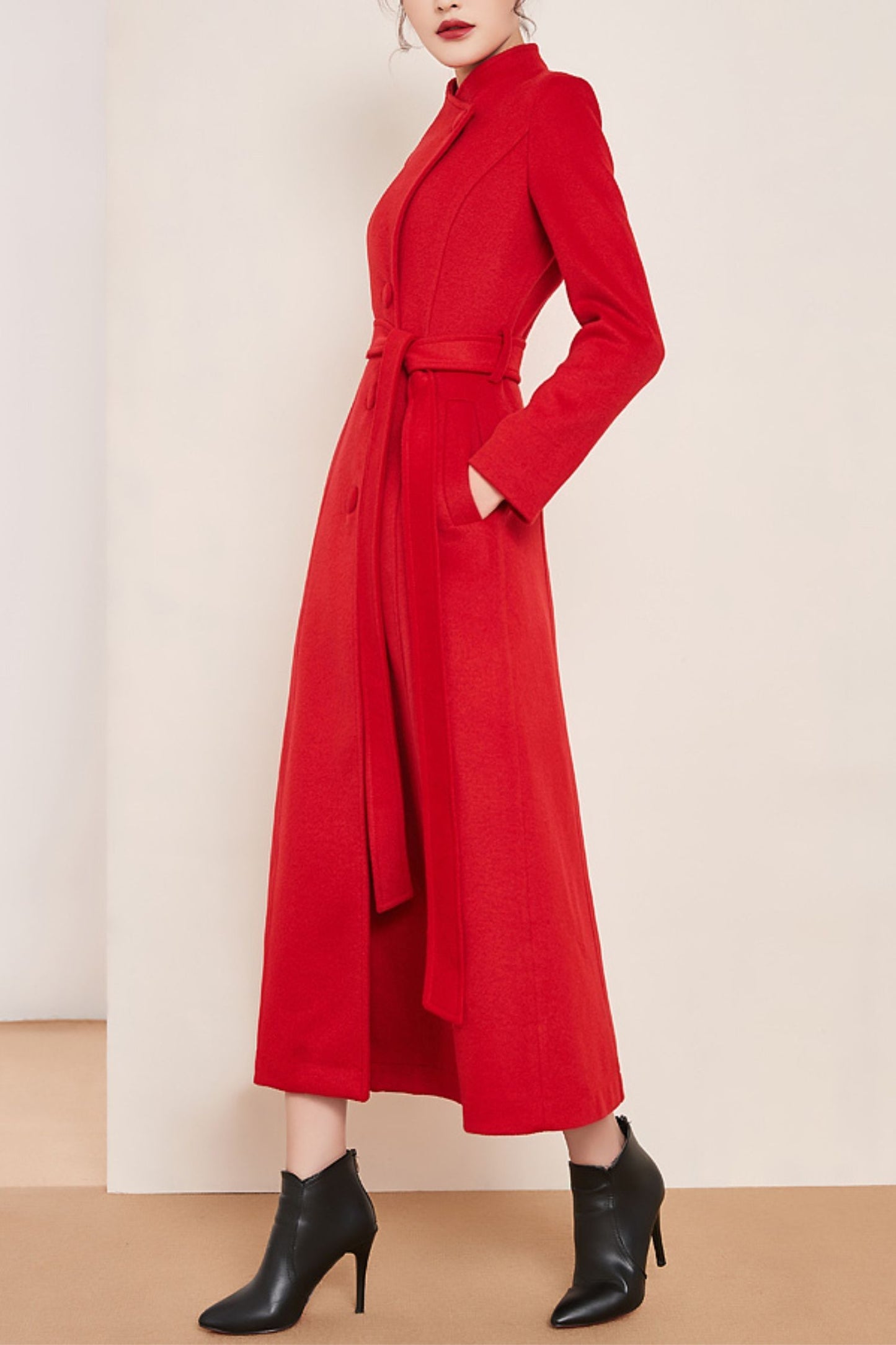 winter long stand-up collar wool coat C4148