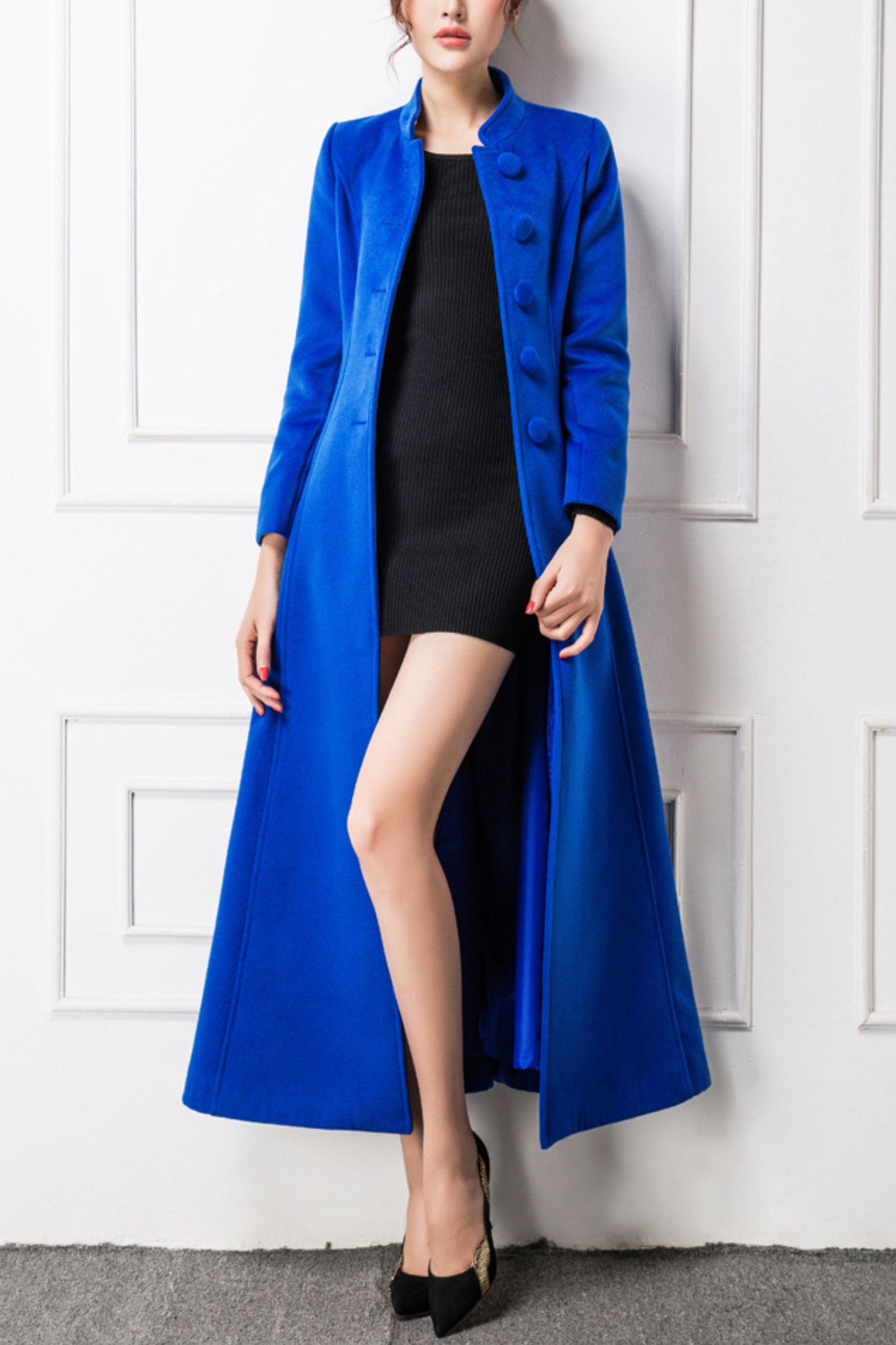 Women's Autumn and winter Blue wool coat C4281