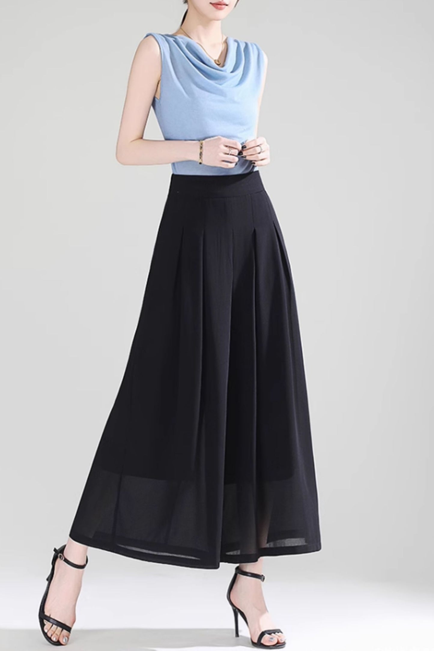 Wide leg long summer chiffon pants women C5021